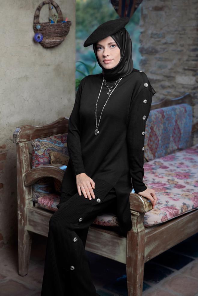 Hijab clothing  BUTTONED KNIT SKIRT SUIT 41047  - ALVİNA