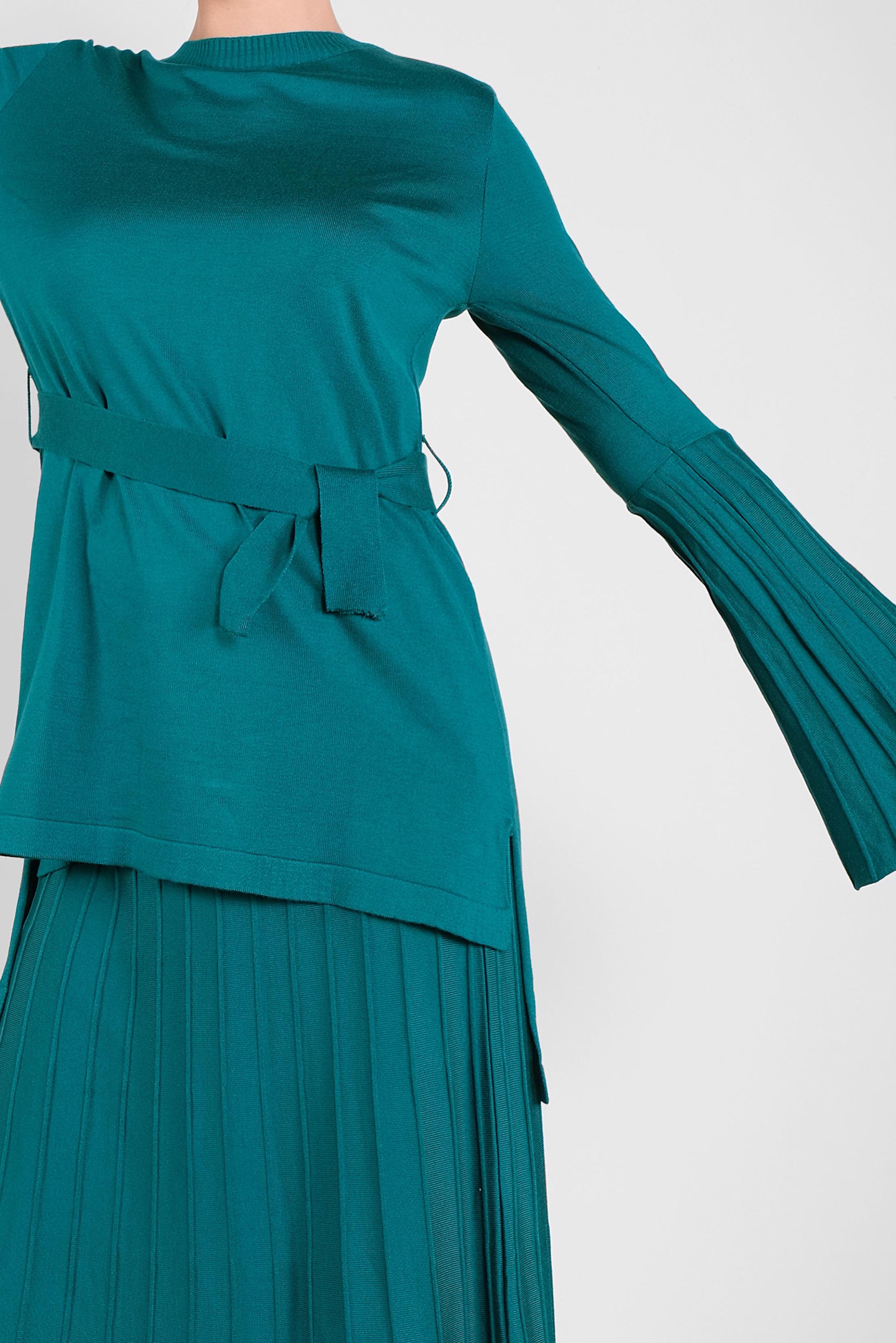 Hijab clothing BLUE RIBBED KNIT SKIRT SUIT 41051 