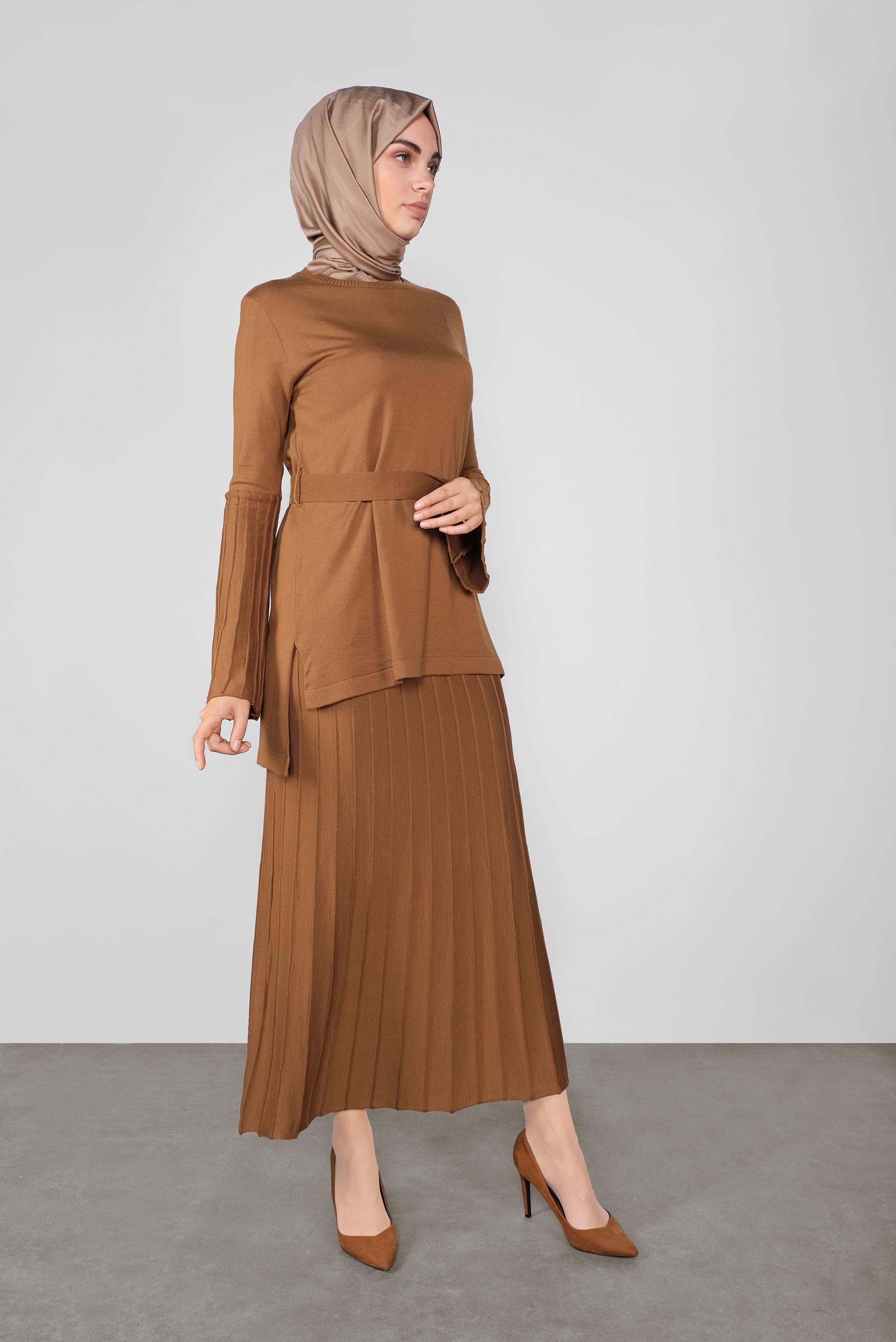 Hijab clothing TABA RIBBED KNIT SKIRT SUIT 41051 