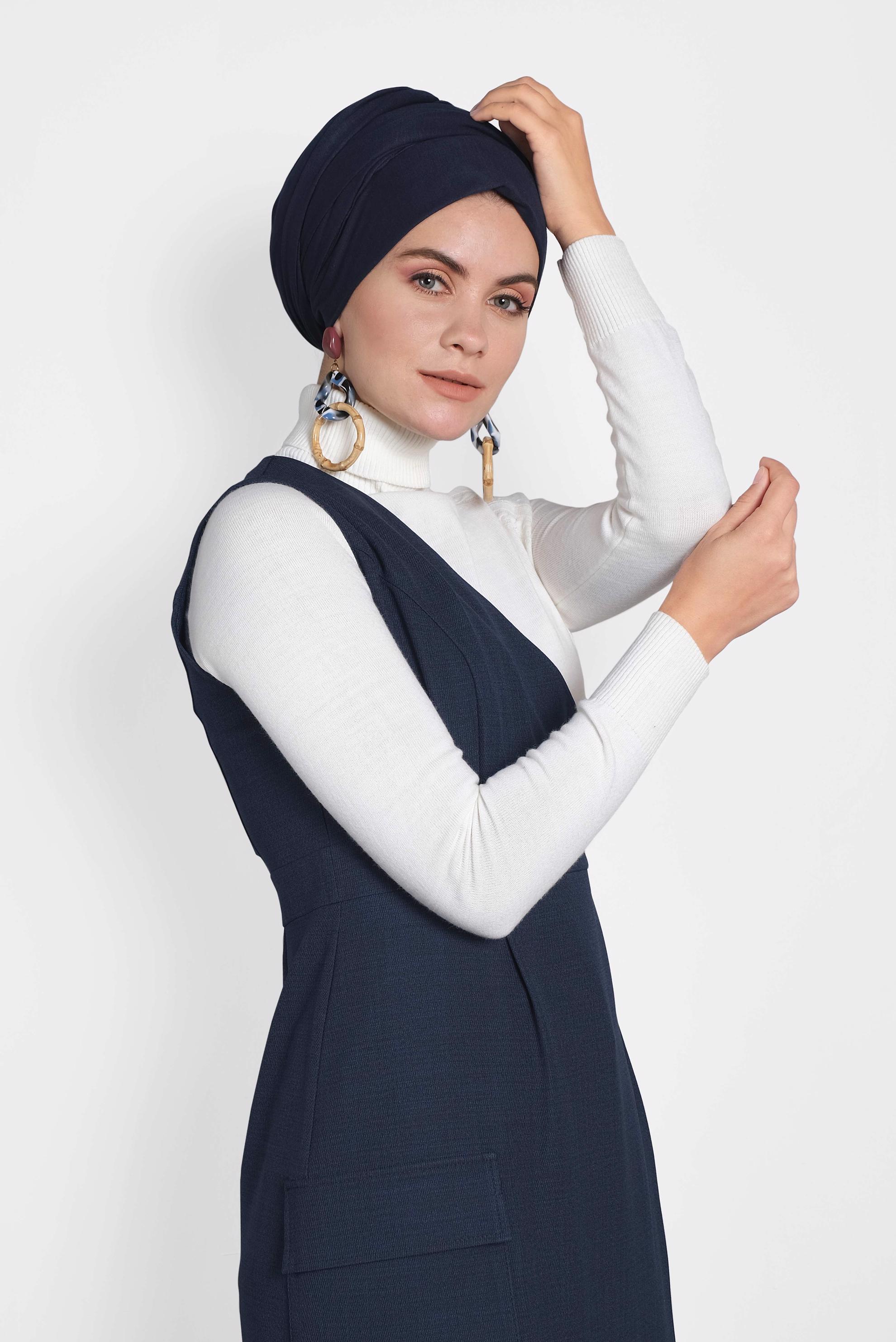 Tesettür giyim LACİVERT KEMERLİ PANTOLON TAKIM 40131