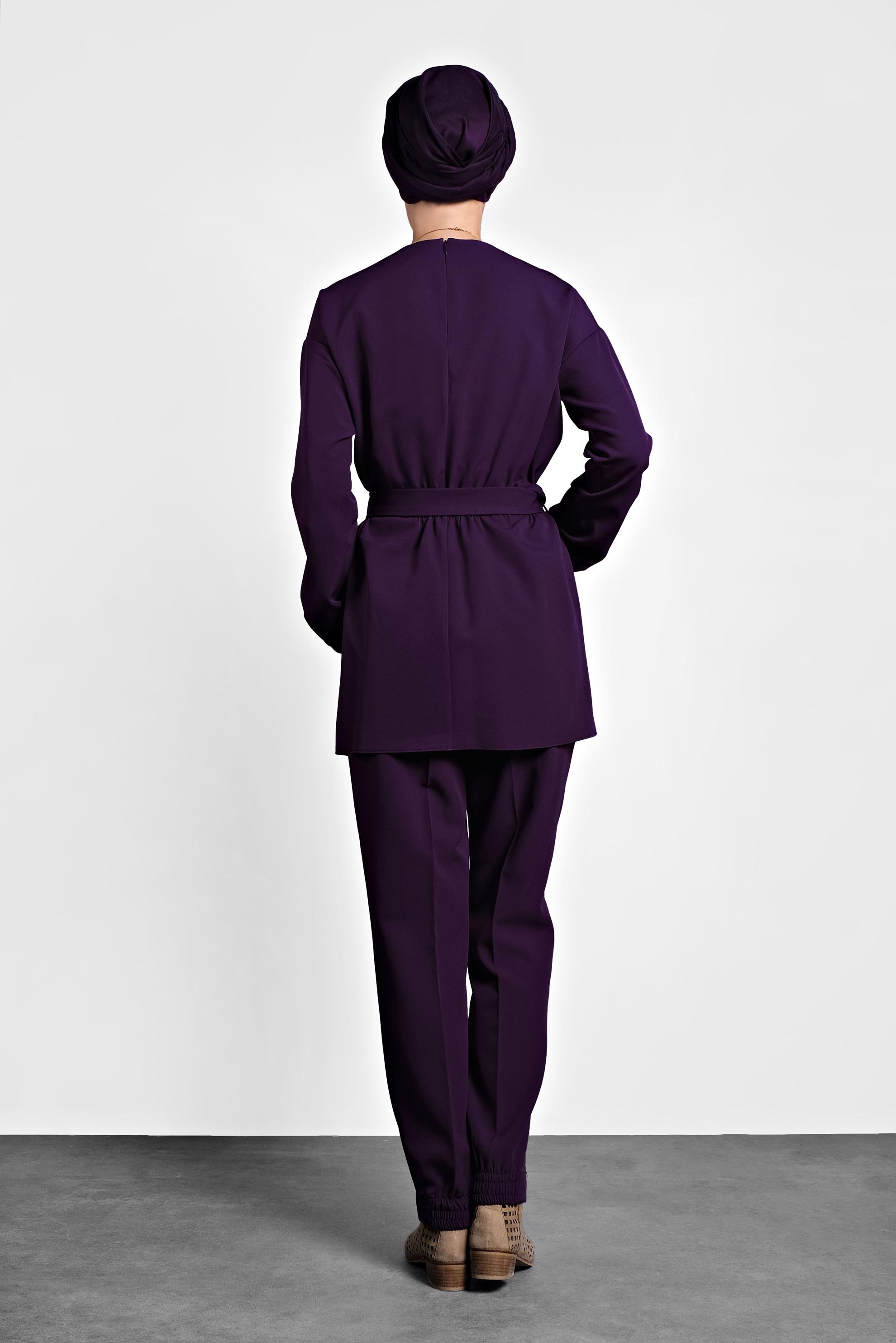 Tesettür giyim MOR LASTİKLİ PANTOLONLU TAKIM 40144 