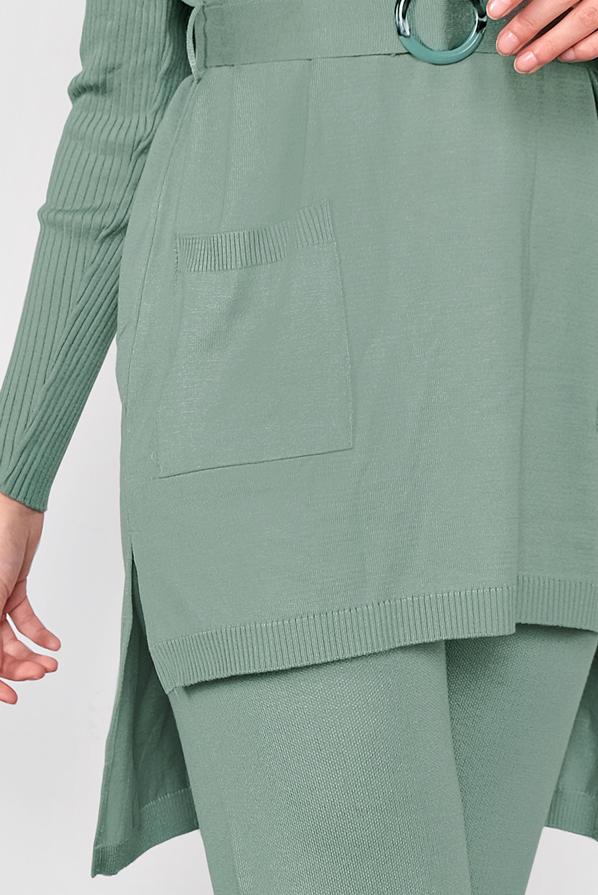 Tesettür giyim YEŞİL CEP DETAYLI İKİLİ PANTOLONLU TRİKO TAKIM 41050