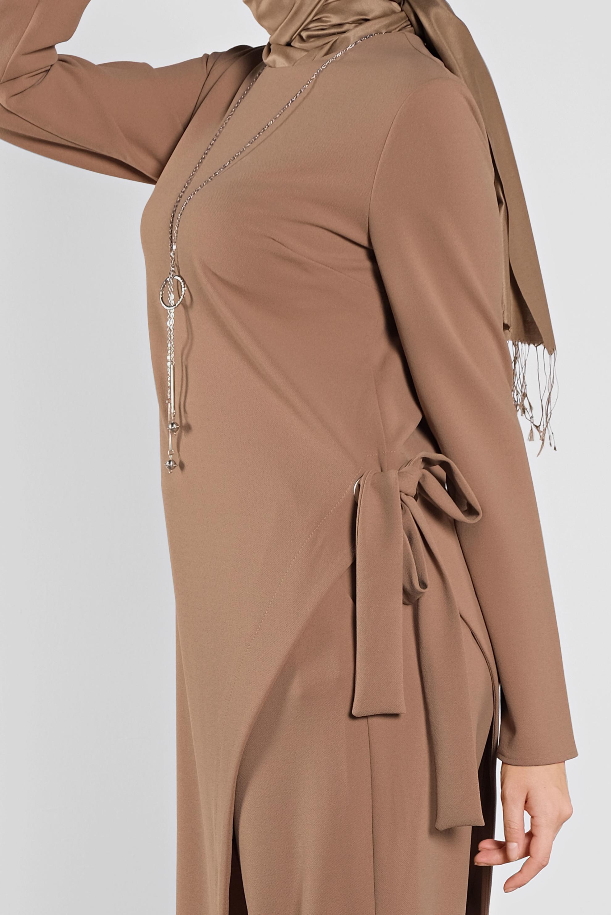 Tesettür giyim KAHVE FİYONK DETAYLI İKİLİ TAKIM 41131