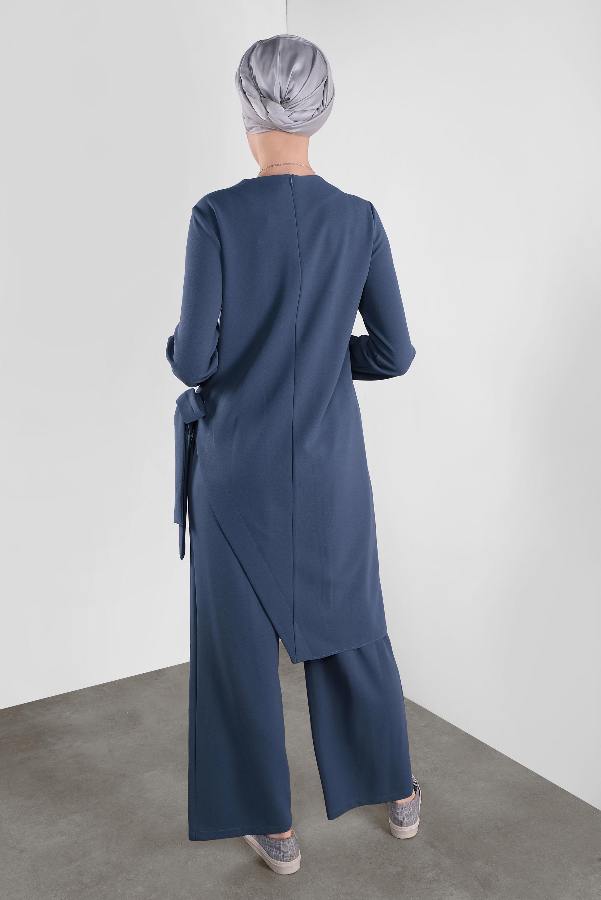 Tesettür giyim LACİVERT FİYONK DETAYLI İKİLİ TAKIM 41131