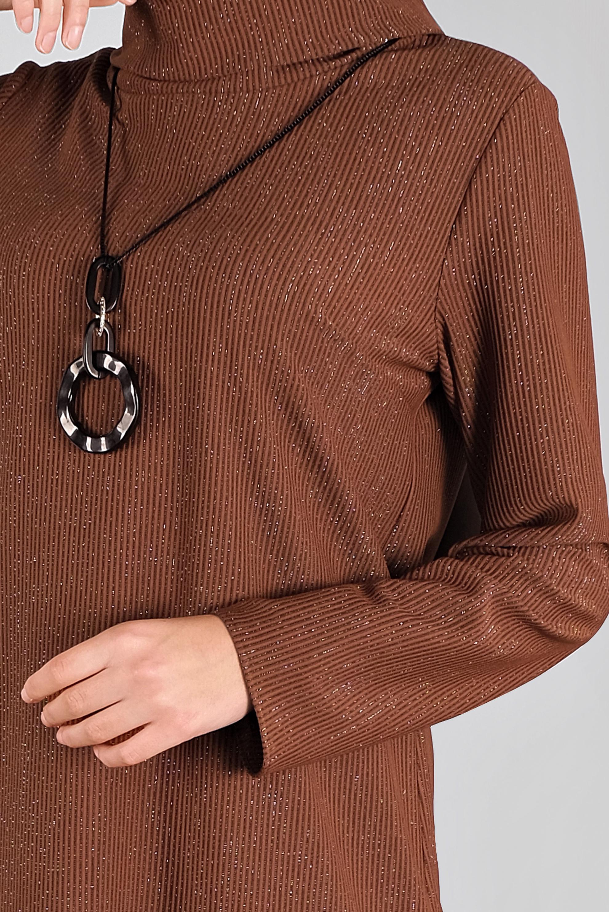 Tesettür giyim TURUNCU ASİMETRİK KESİM SİMLİ  PANTOLONLU TAKIM 41181 