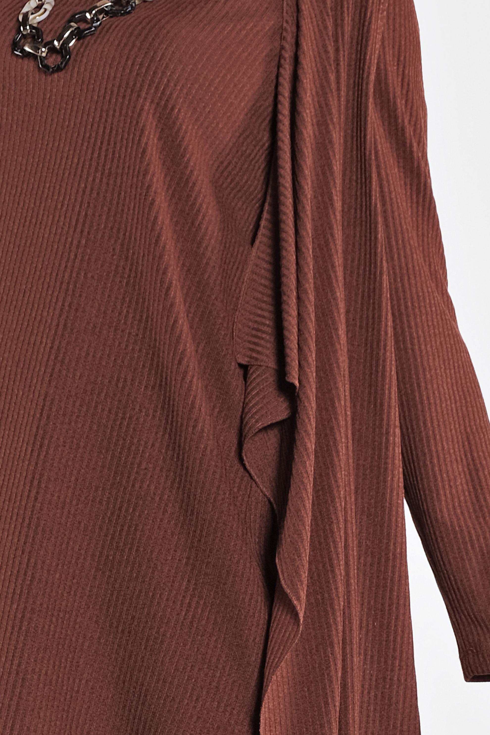 Tesettür giyim TURUNCU ASİMETRİK KESİM ÜÇLÜ TRİKO TAKIM 41201