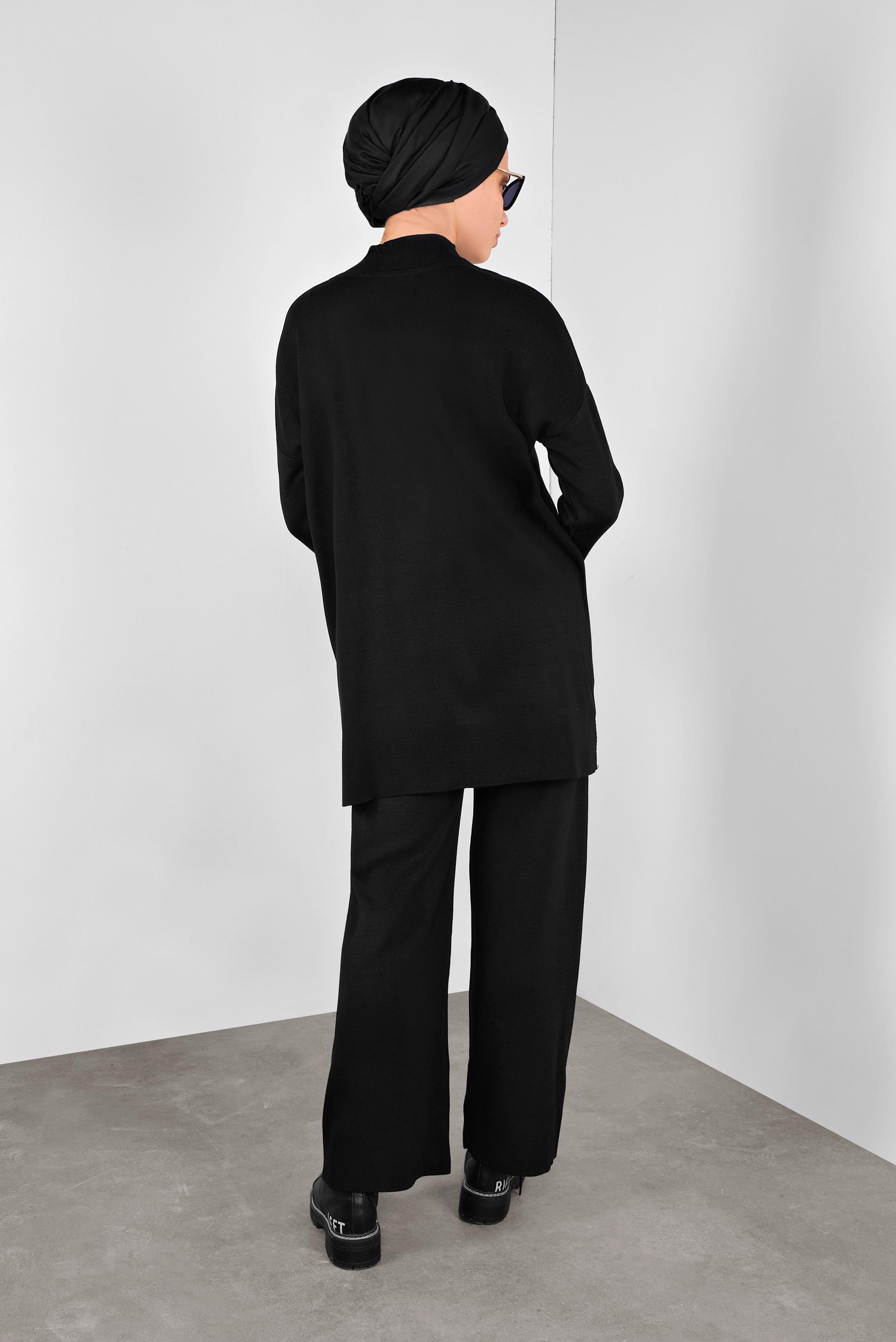 Tesettür giyim SİYAH TRİKO PANTOLONLU TAKIM 41325