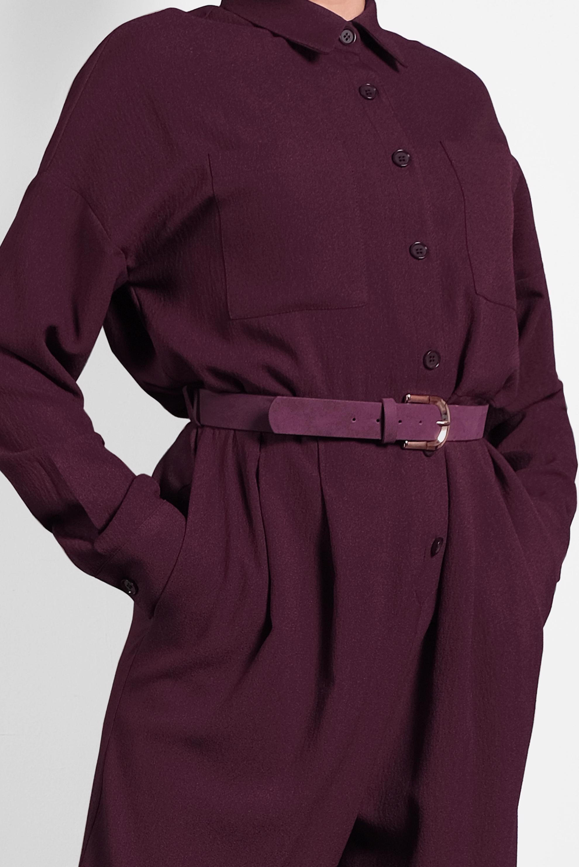 Hijab clothing CLARET RED BUTTONED JUMPSUIT WITH POCKETS 40233
