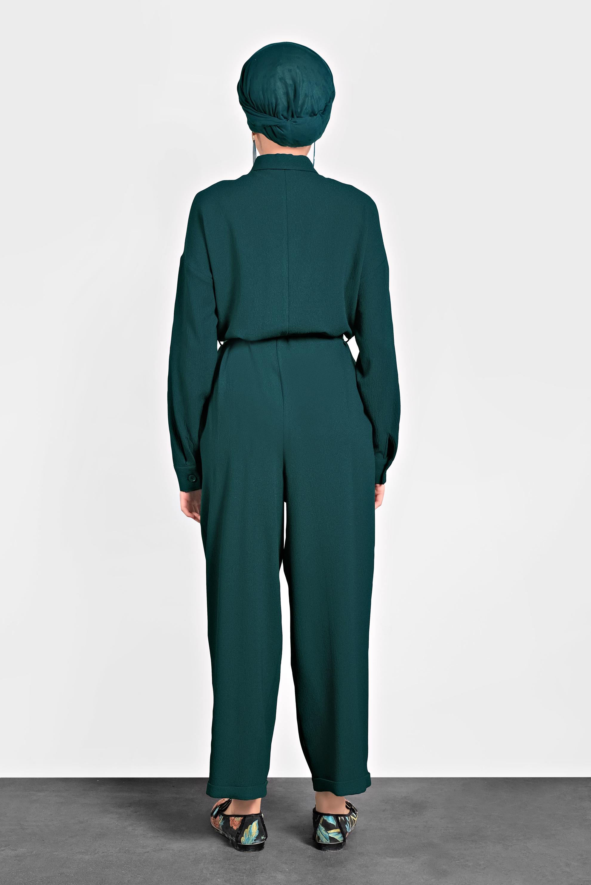 Vêtements hijab VERT COMBINAISON À BOUTONNÉ AVEC POCHES 40233