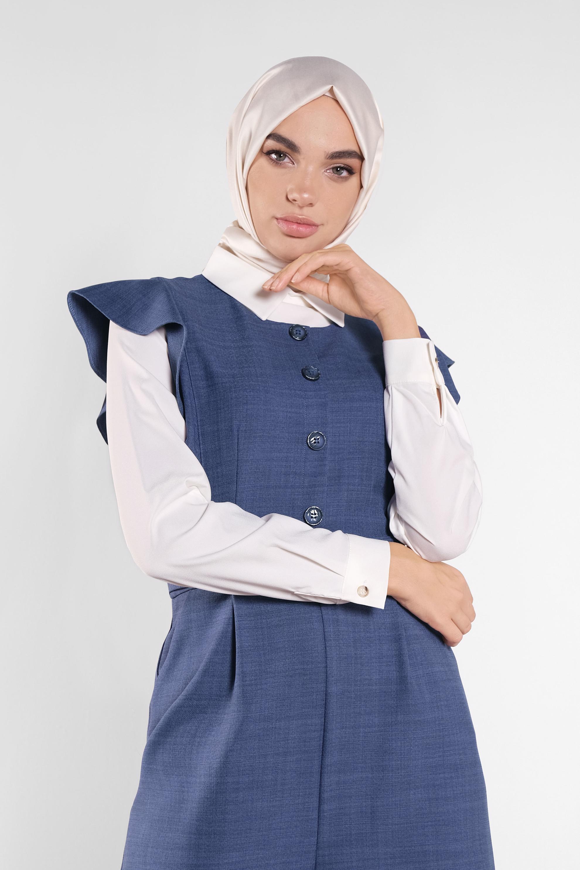 Tesettür giyim LACİVERT FIRFIRLI TULUM 41159 