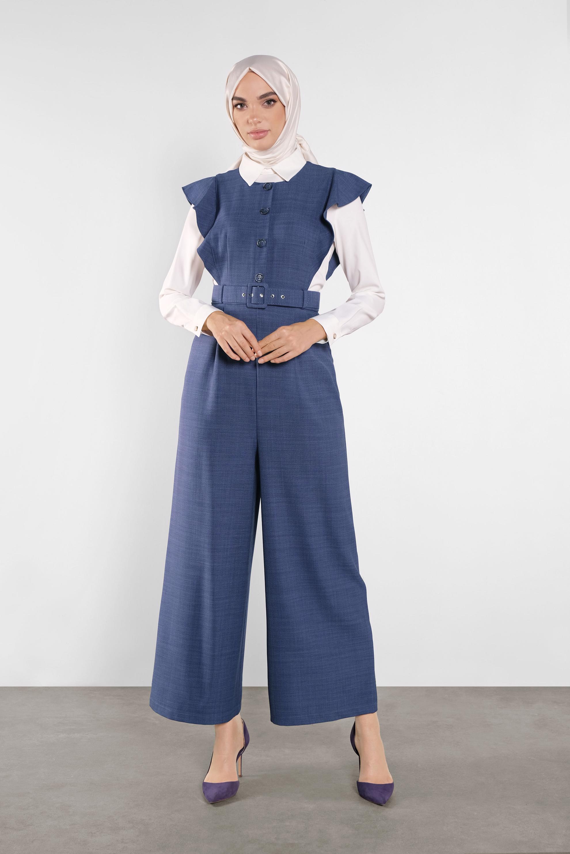 Tesettür giyim LACİVERT FIRFIRLI TULUM 41159 