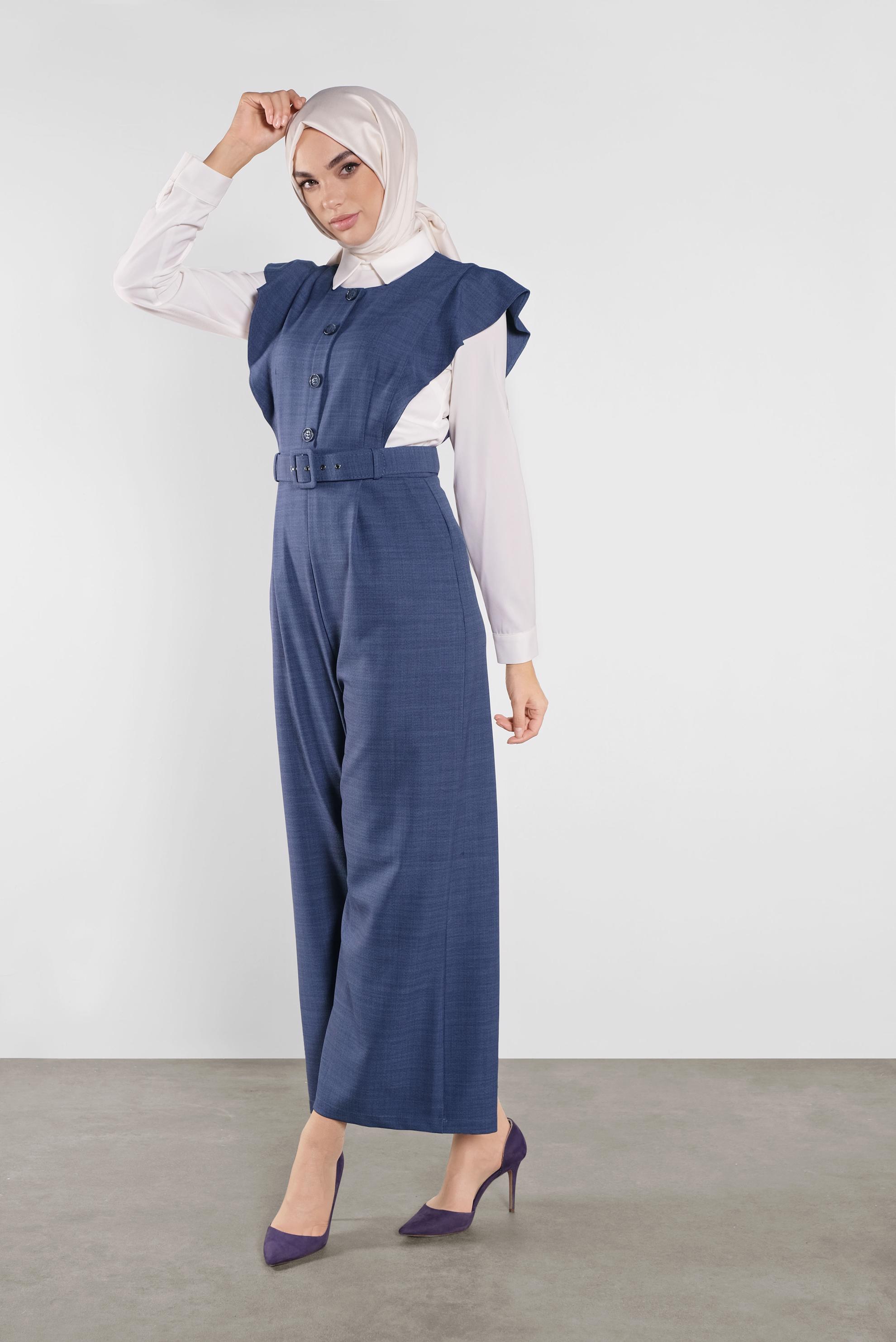 Tesettür giyim LACİVERT FIRFIRLI TULUM 41159 