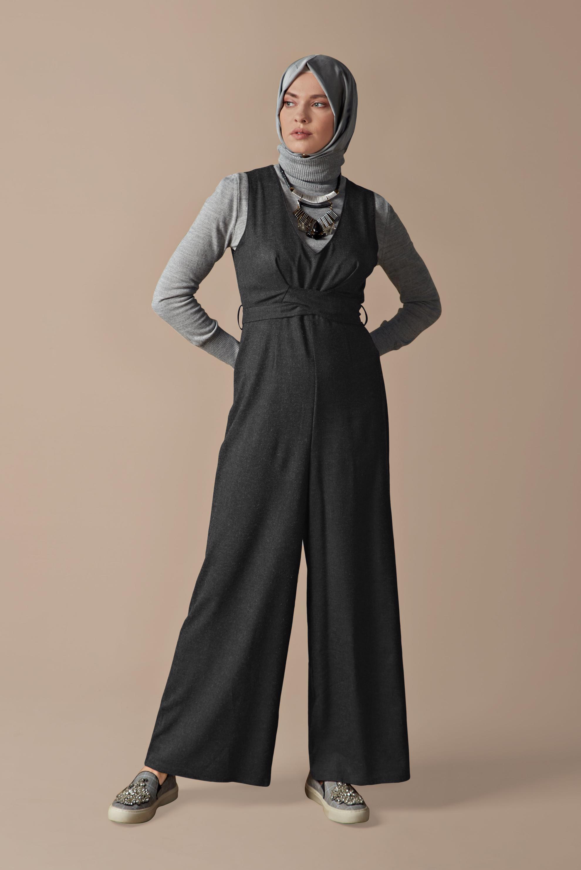 Hijab clothing BLACK BELTED JUMPSUIT 41162 