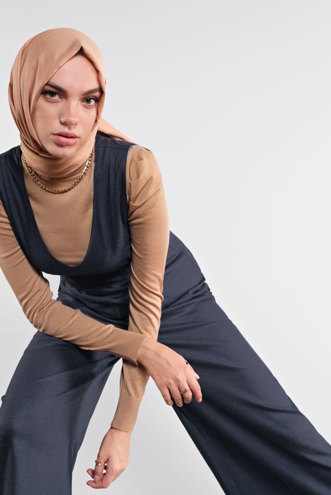 Hijab clothing NAVY BLUE BELTED JUMPSUIT 41162  - ALVİNA