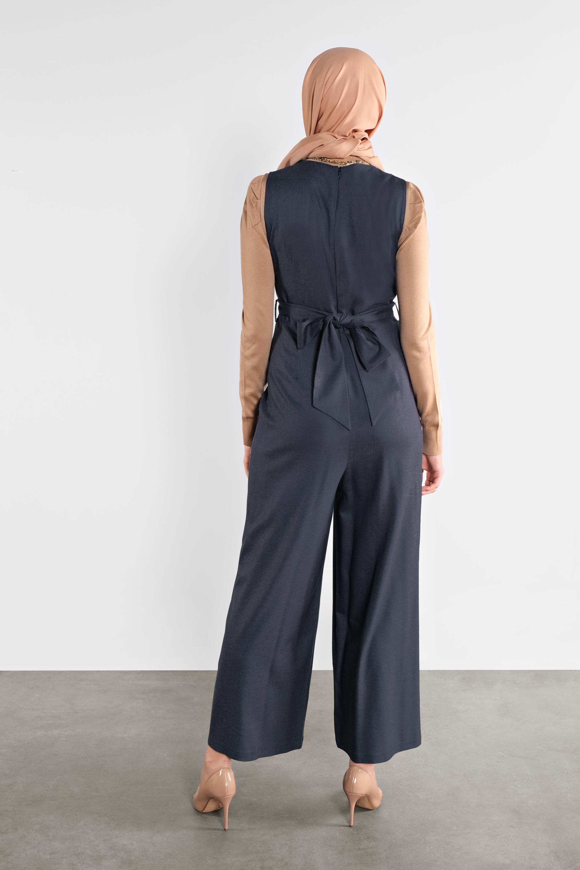 Hijab clothing NAVY BLUE BELTED JUMPSUIT 41162 