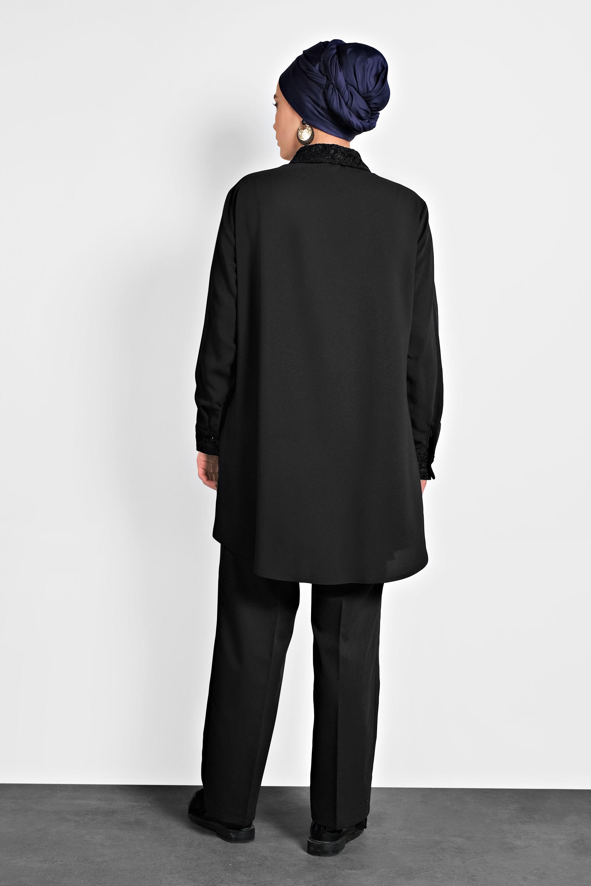 Tesettür giyim SİYAH ŞİFON TUNİK 20004 