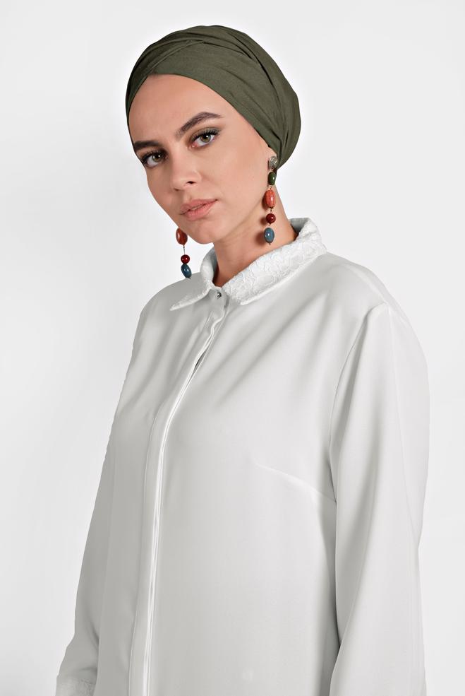Tesettür giyim BEYAZ ŞİFON TUNİK 20004  - ALVİNA