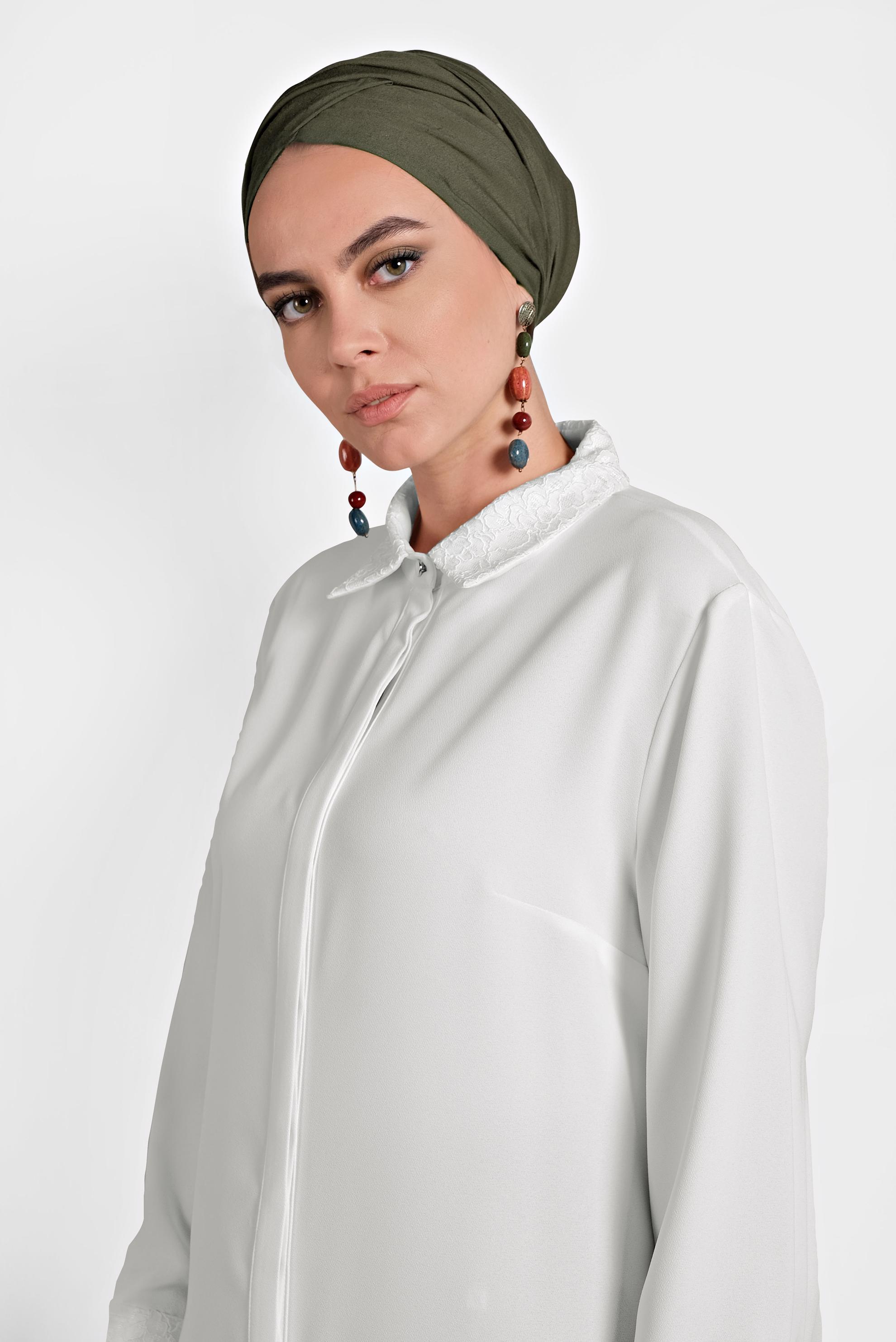 Tesettür giyim BEYAZ ŞİFON TUNİK 20004 