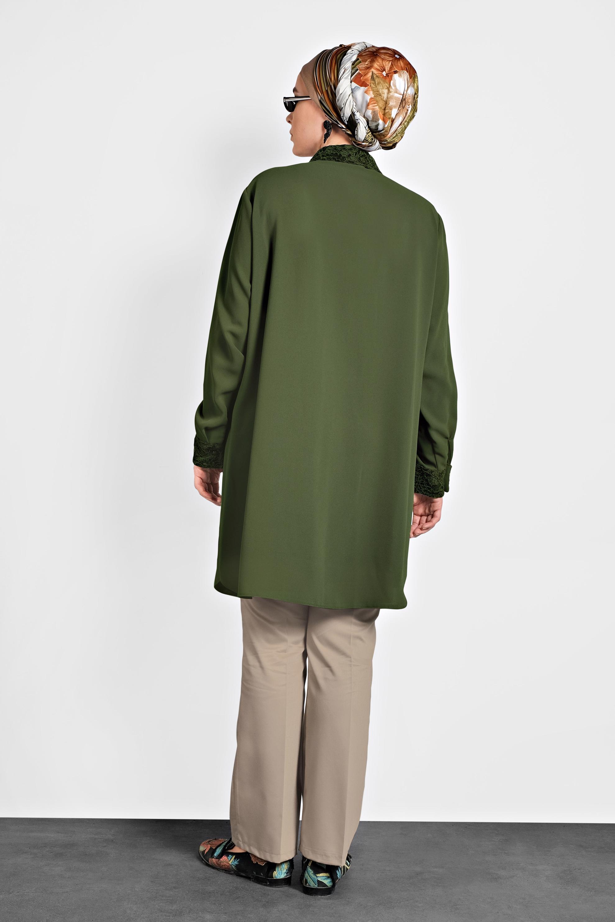 Tesettür giyim HAKİ ŞİFON TUNİK 20004 