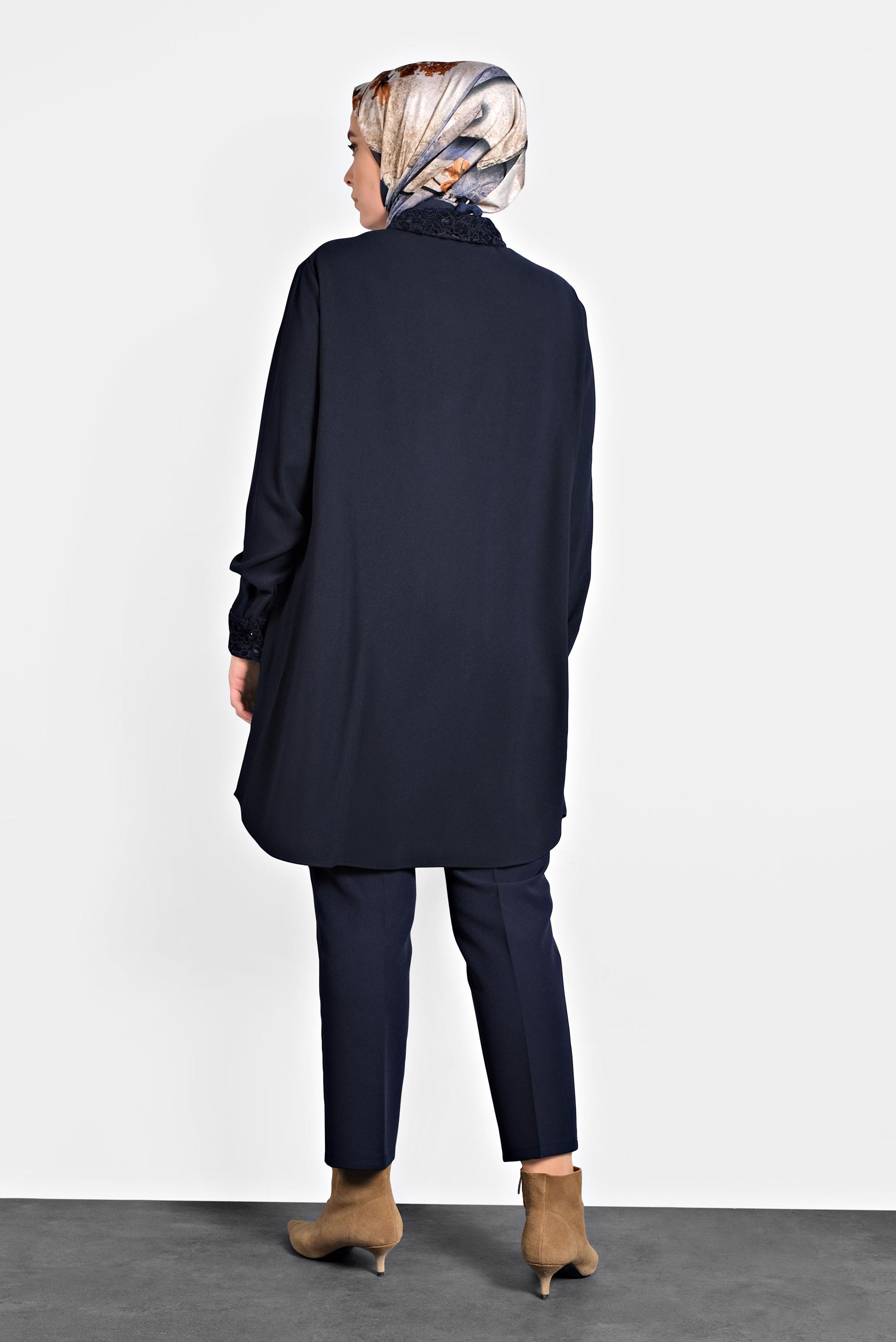 Hijab clothing NAVY BLUE CHIFFON TUNIC 20004