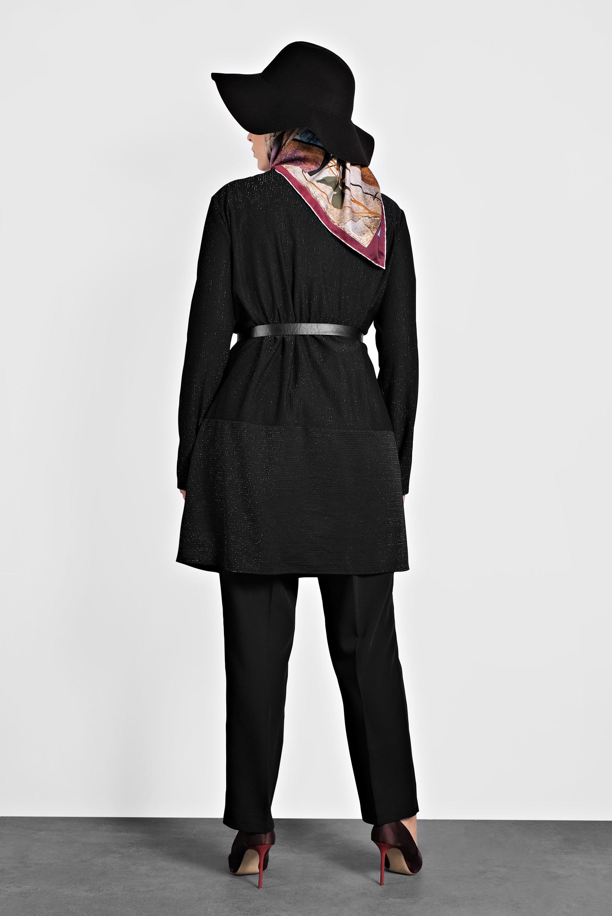 Hijab clothing BLACK RIBBED SPARKLY TUNIC 20006