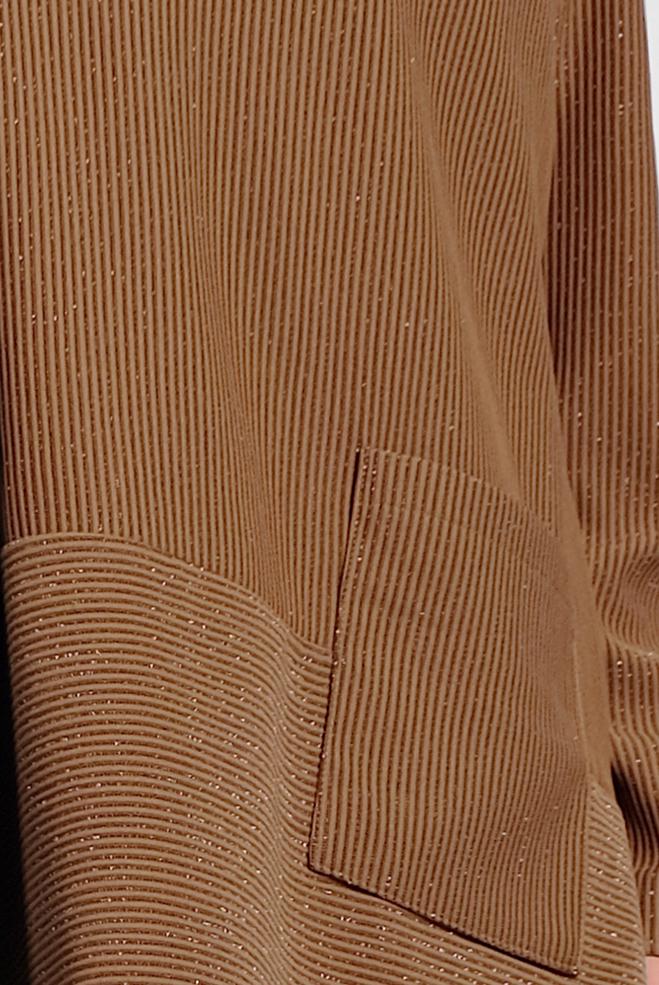 Tesettür giyim KAHVE FİTİLLİ SİMLİ TUNİK 20006 - ALVİNA