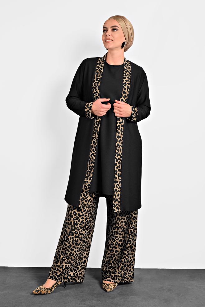 Tesettür giyim SİYAH YANLARI YIRTMAÇLI DÜZ TUNİK 20009 - ALVİNA