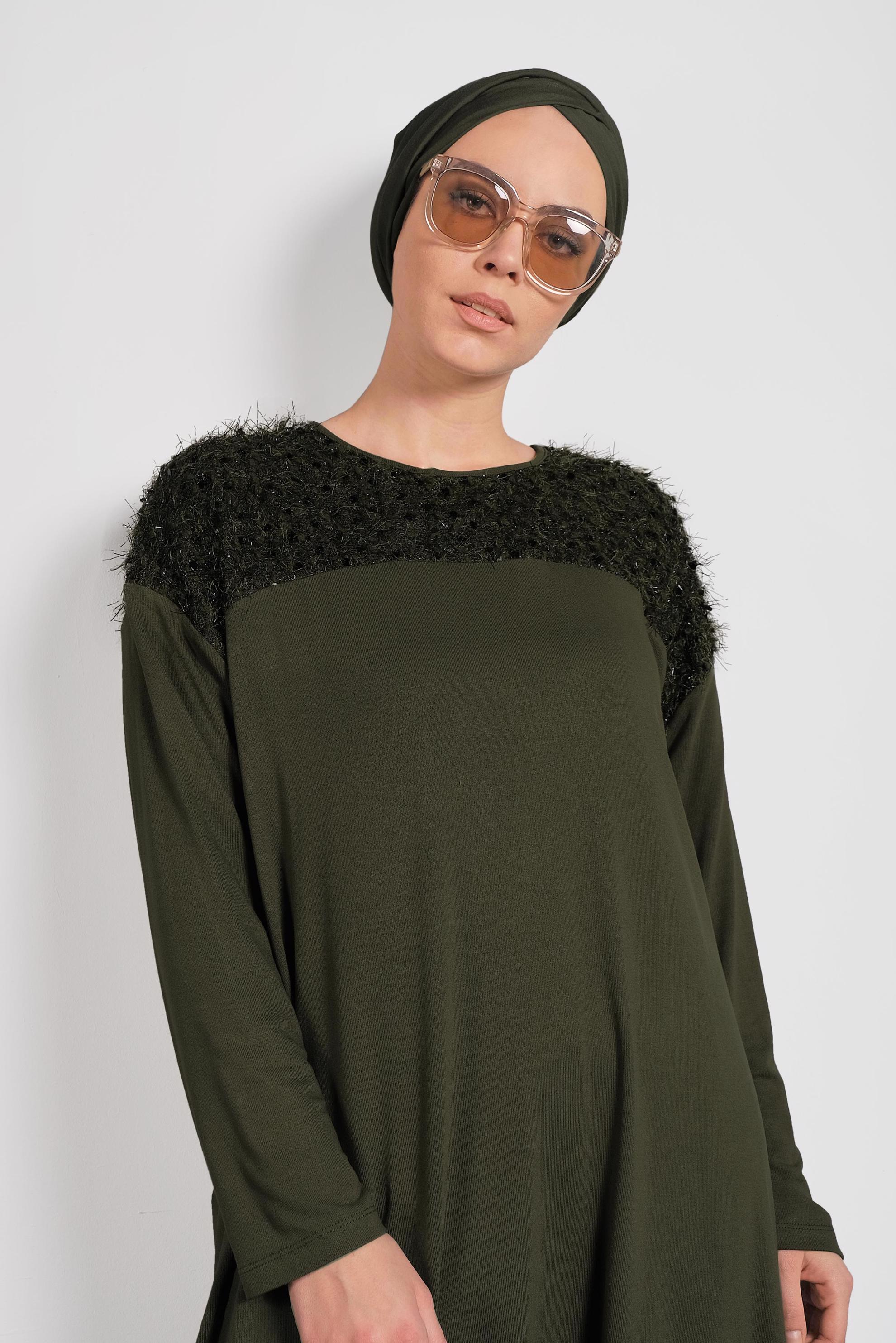 Hijab clothing KHAKI SEQUINED TUNIC 20023 