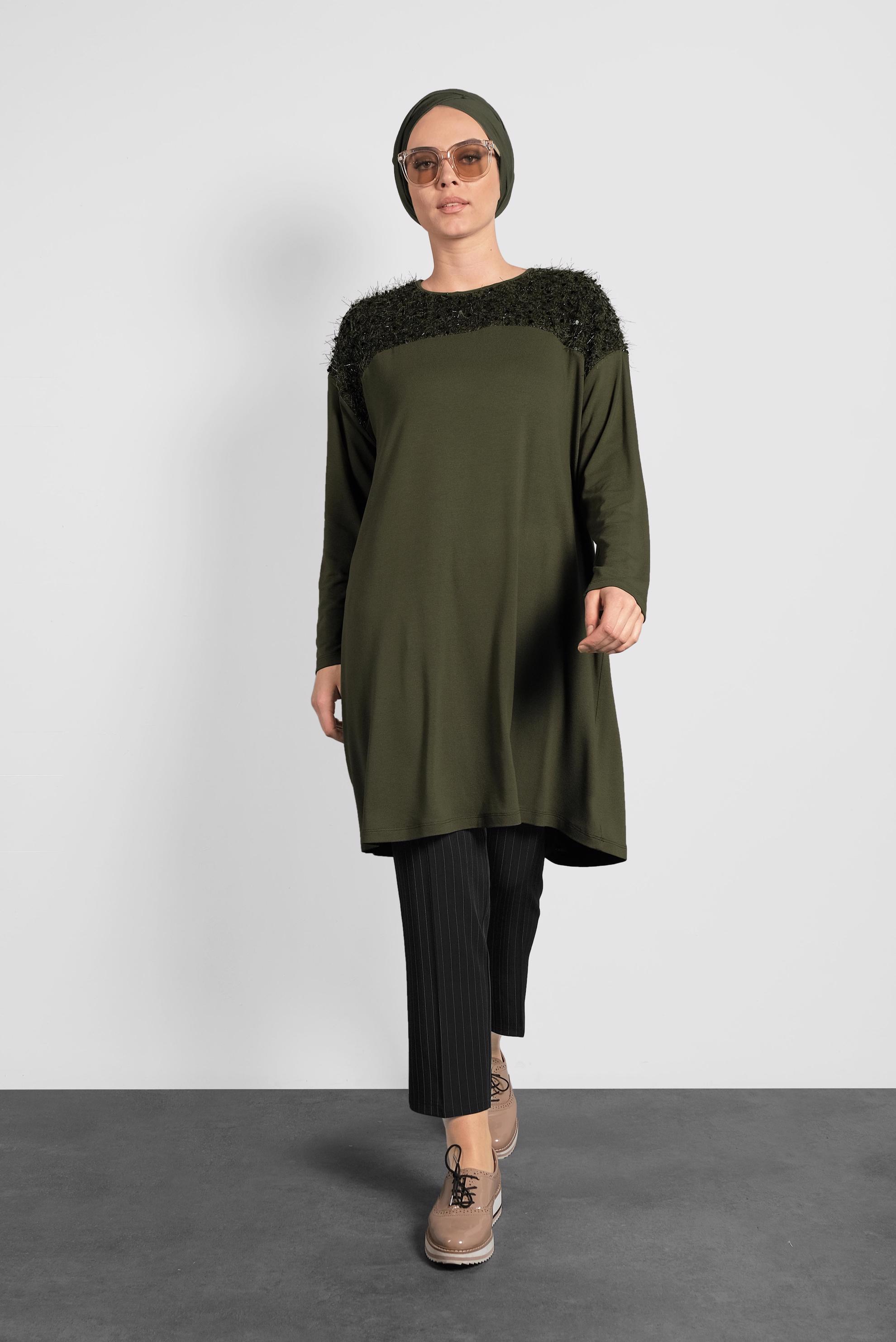 Hijab clothing KHAKI SEQUINED TUNIC 20023 
