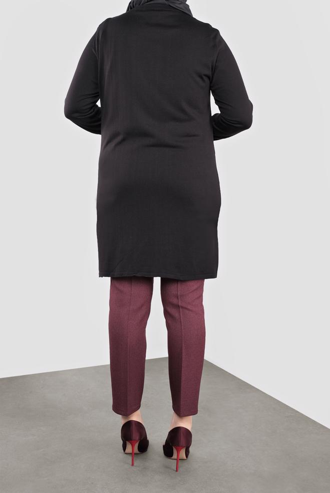 Vêtements hijab NOIR TUNIQUE EN TRICOT À EMBELLIE 20113 - ALVİNA
