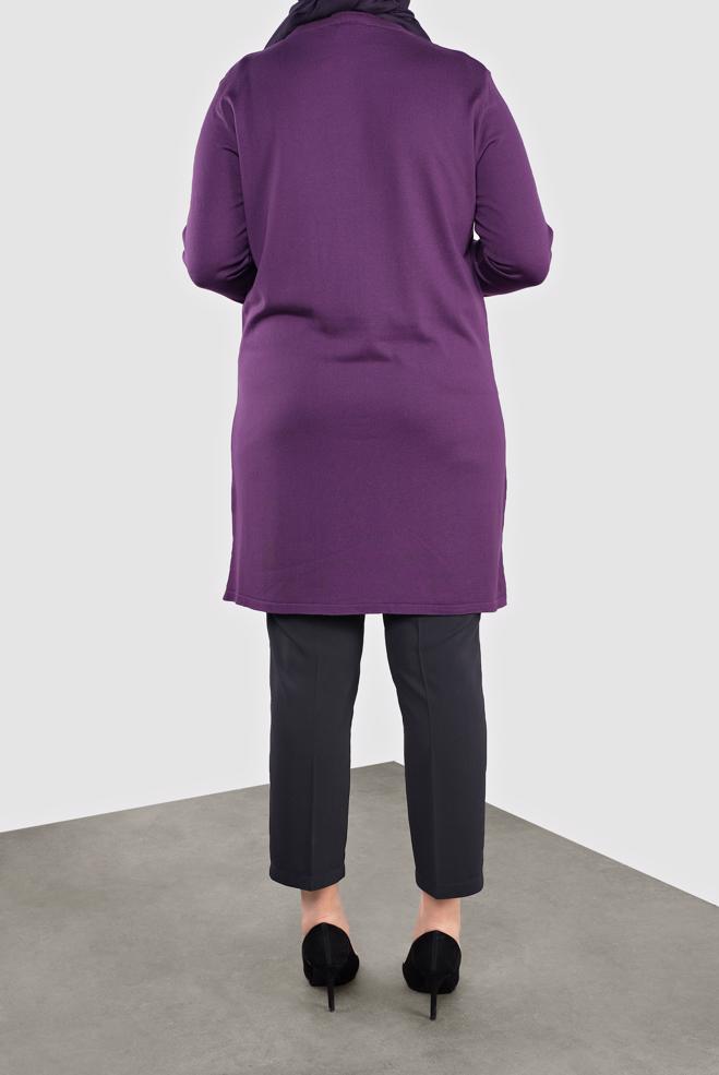 Vêtements hijab POURPRE TUNIQUE EN TRICOT À EMBELLIE 20113 - ALVİNA