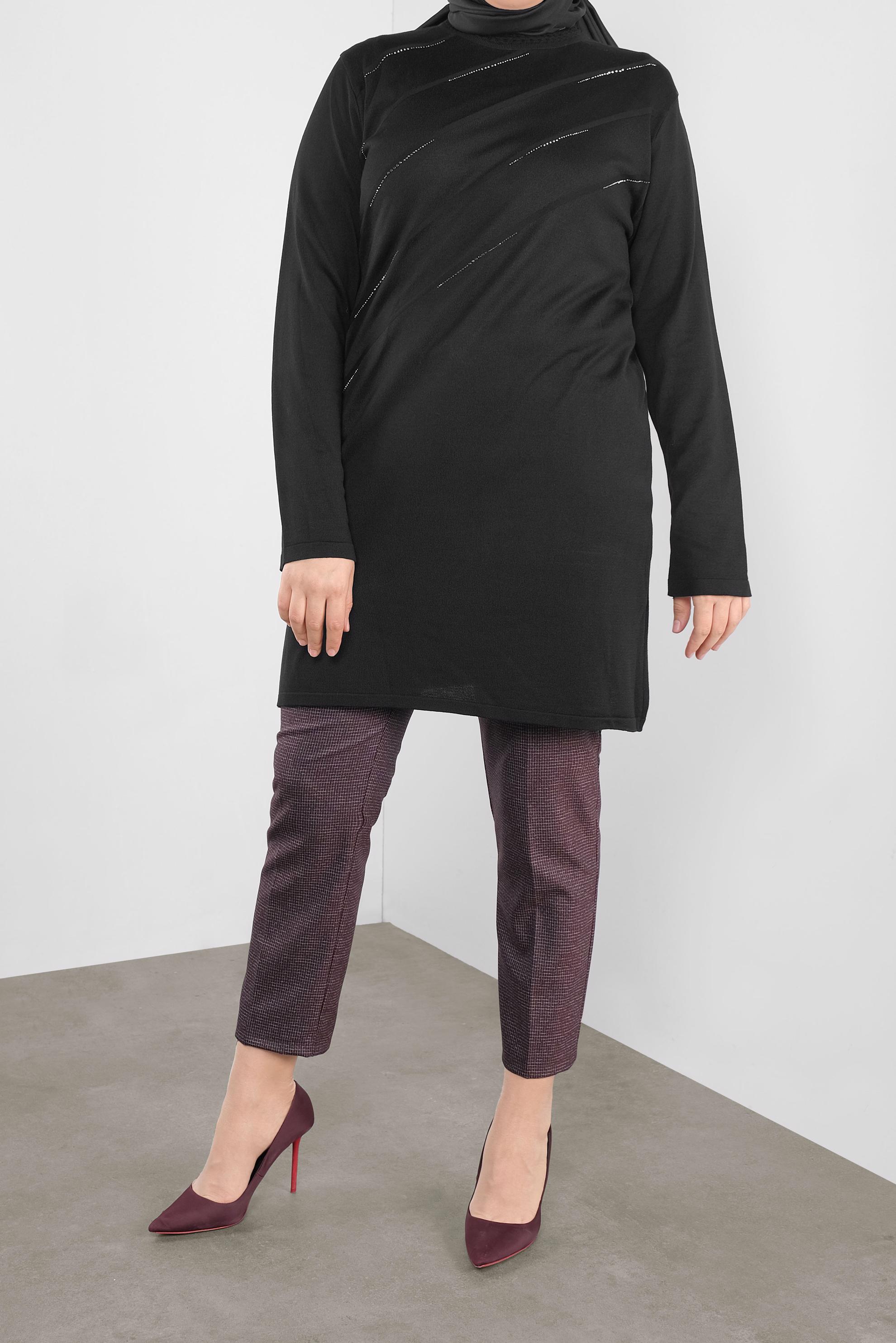 Hijab clothing BLACK EMBELLISHED KNIT TUNIC 20114 