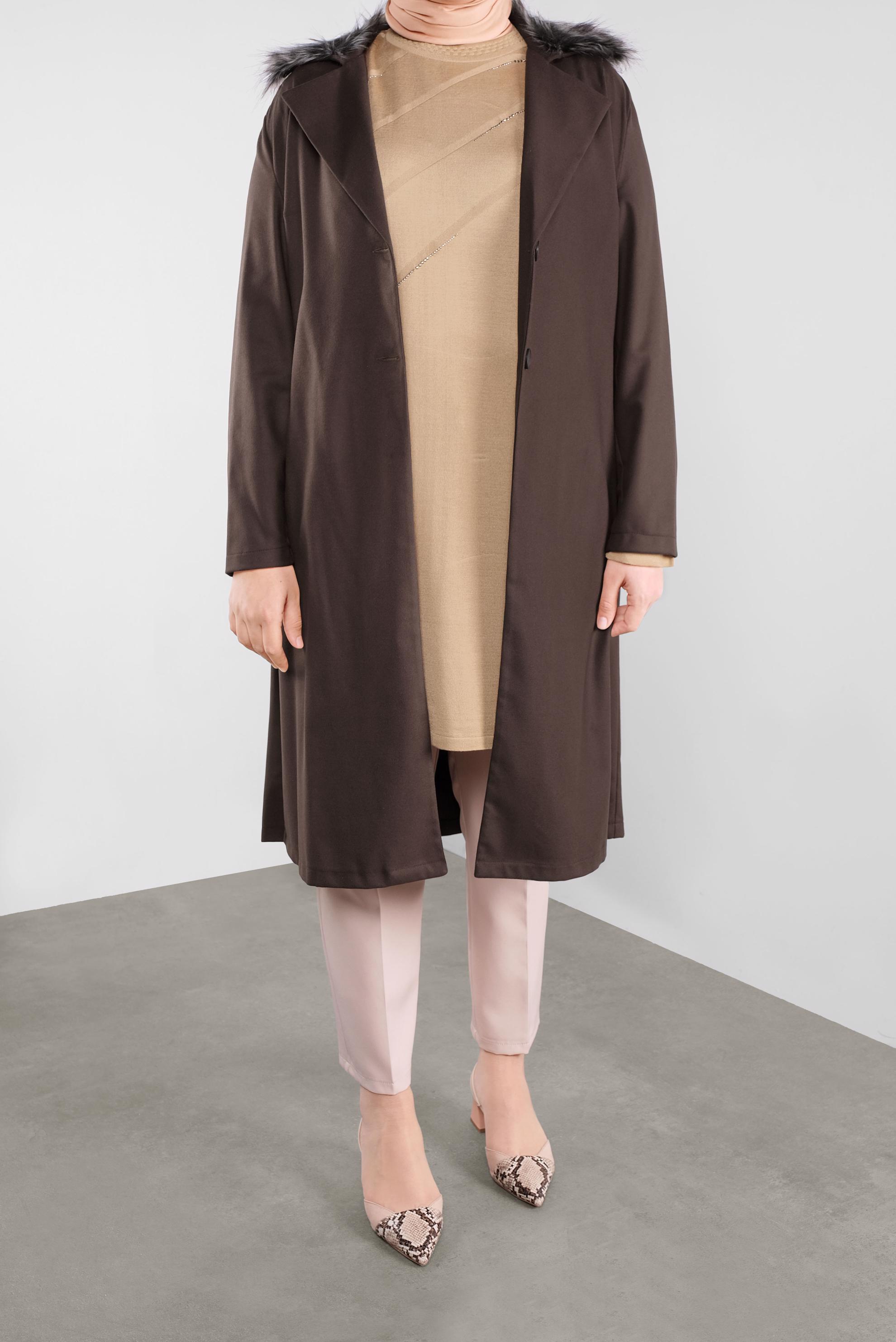 Vêtements hijab BRUN TUNIQUE EN TRICOT À EMBELLIE 20114