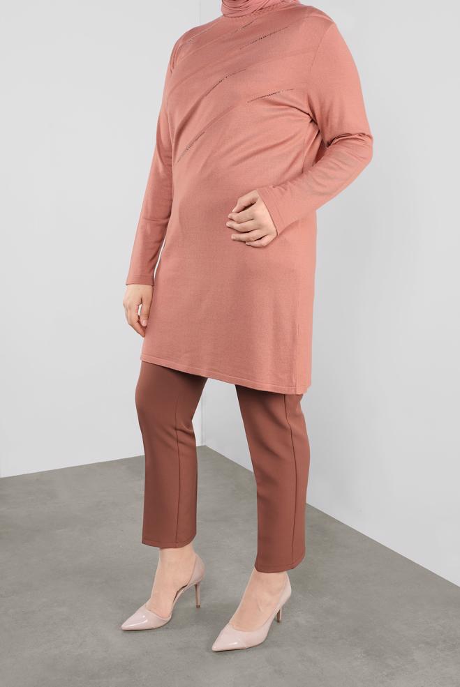Vêtements hijab ROSE TUNIQUE EN TRICOT À EMBELLIE 20114 - ALVİNA