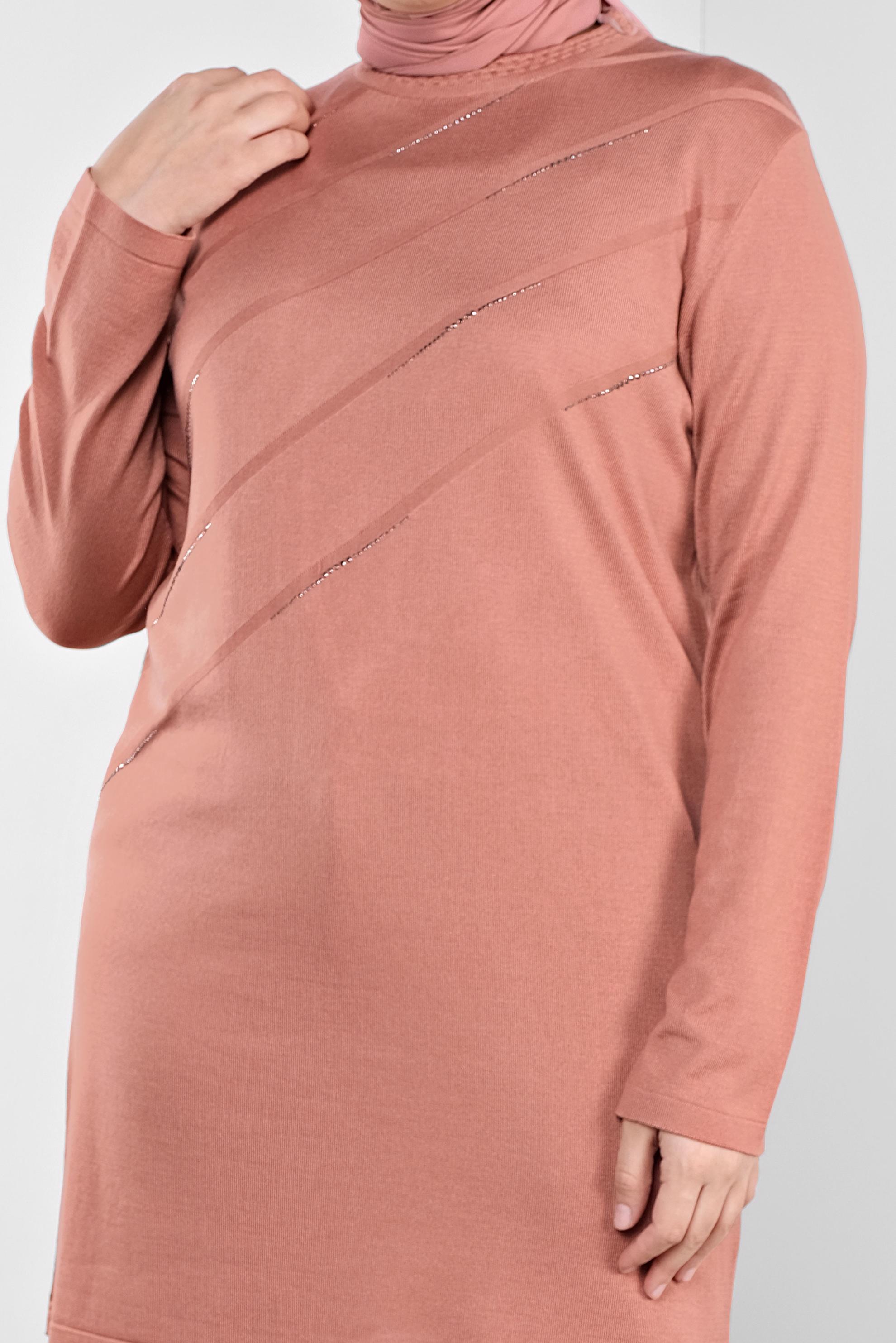 Vêtements hijab ROSE TUNIQUE EN TRICOT À EMBELLIE 20114