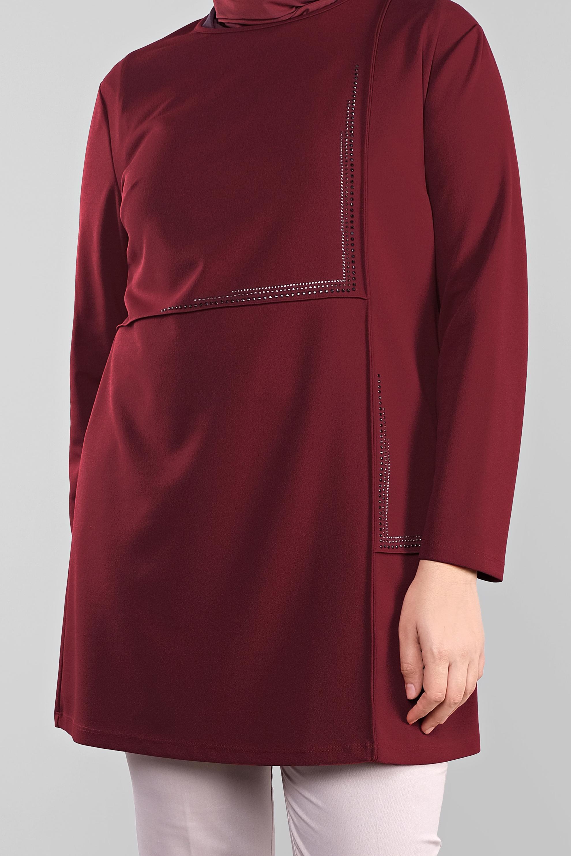 Tesettür giyim KIRMIZI TAŞ BASKILI TUNİK 20115