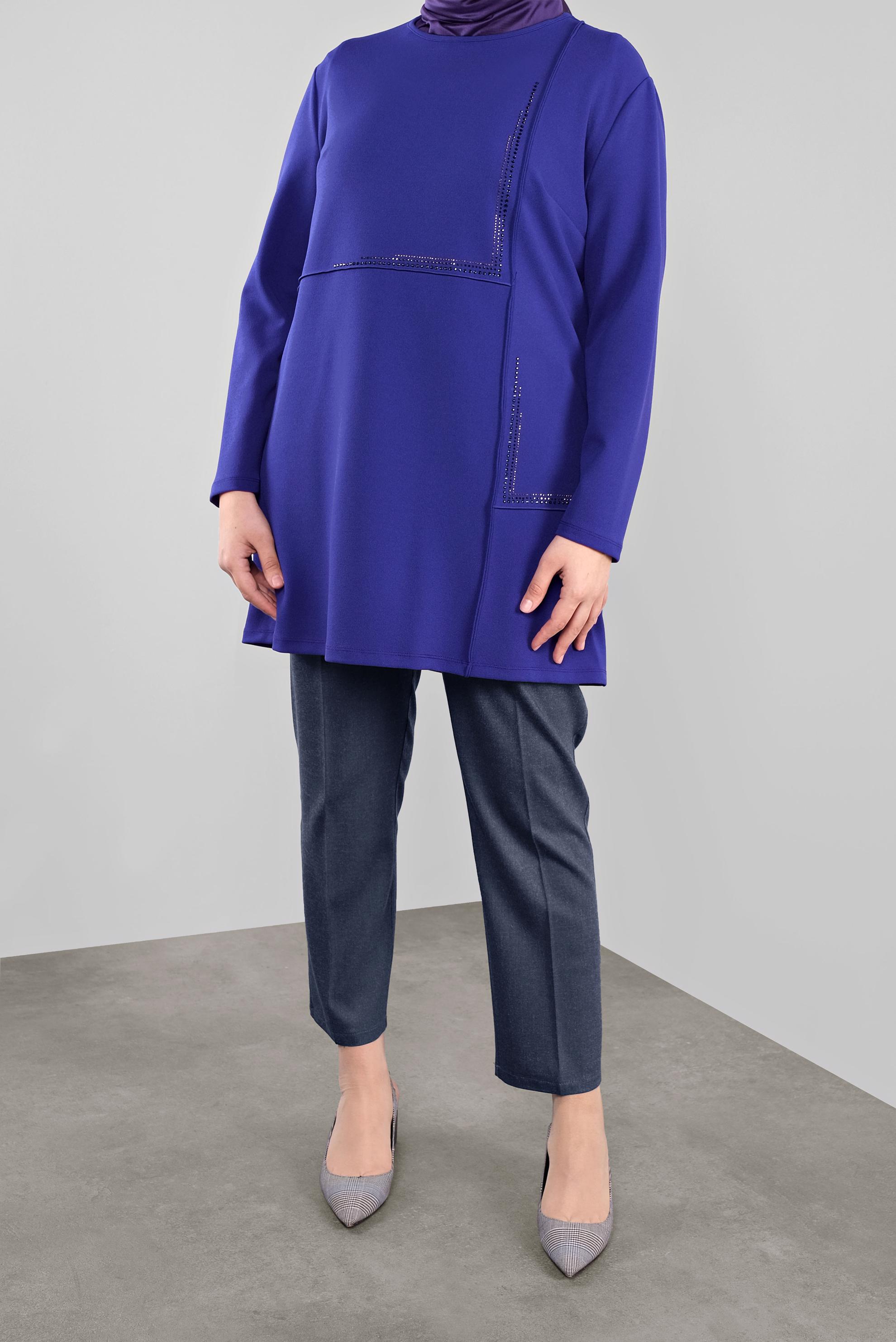 Hijab clothing NAVY BLUE STONE PRINTED TUNIC 20115 