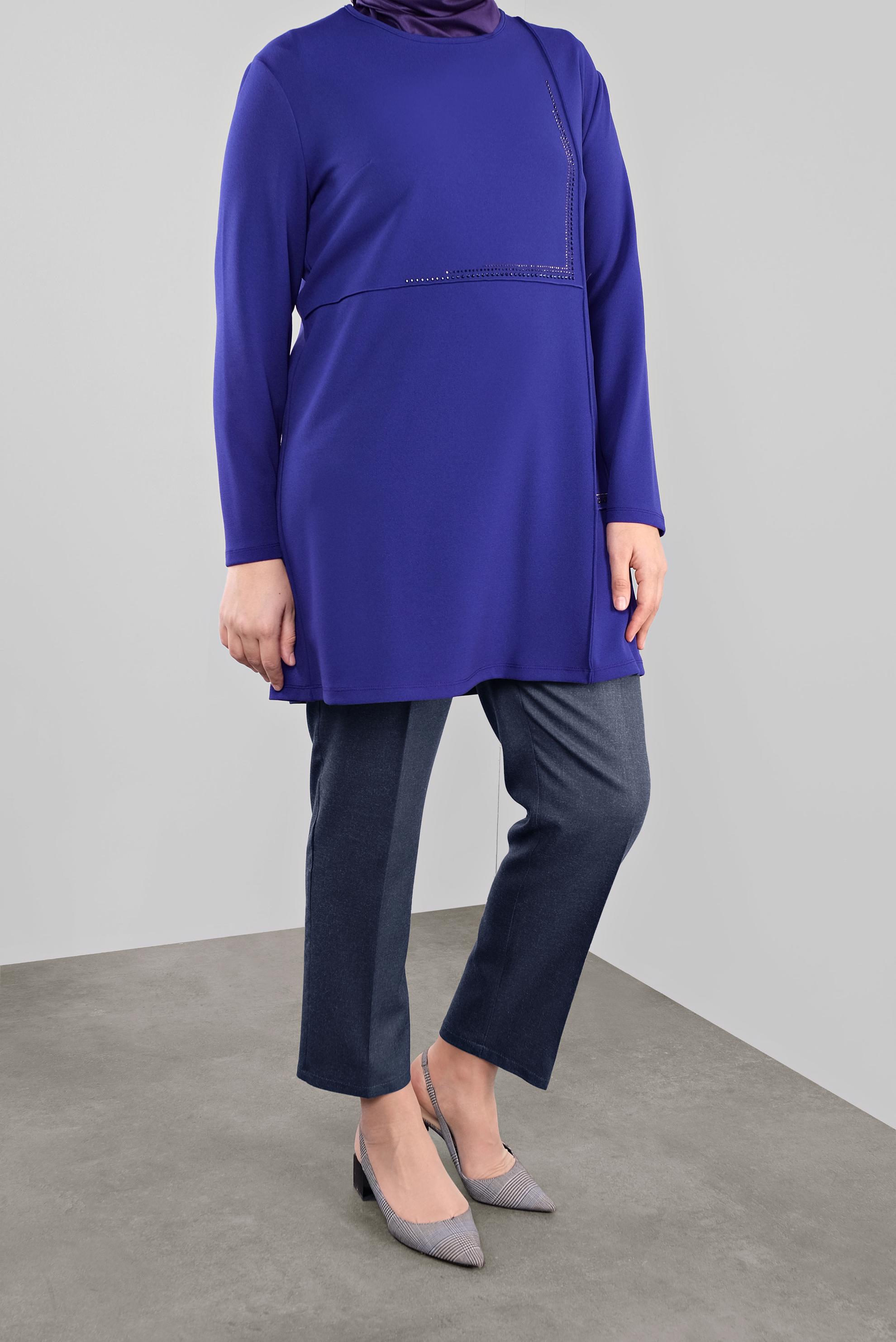 Hijab clothing NAVY BLUE STONE PRINTED TUNIC 20115 