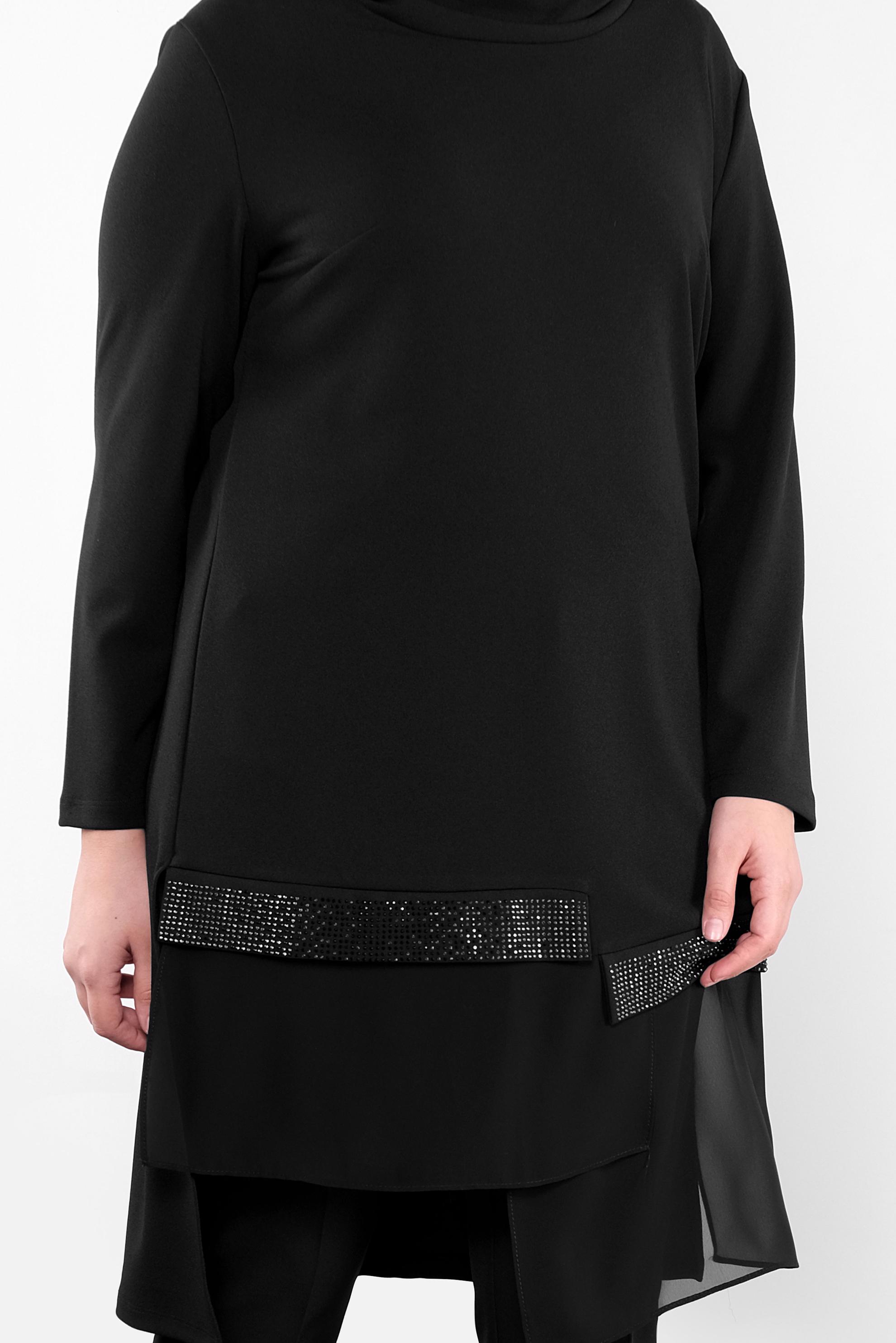 Hijab clothing BLACK STONE PRINTED CHIFFON DETAIL TUNIC 20118 