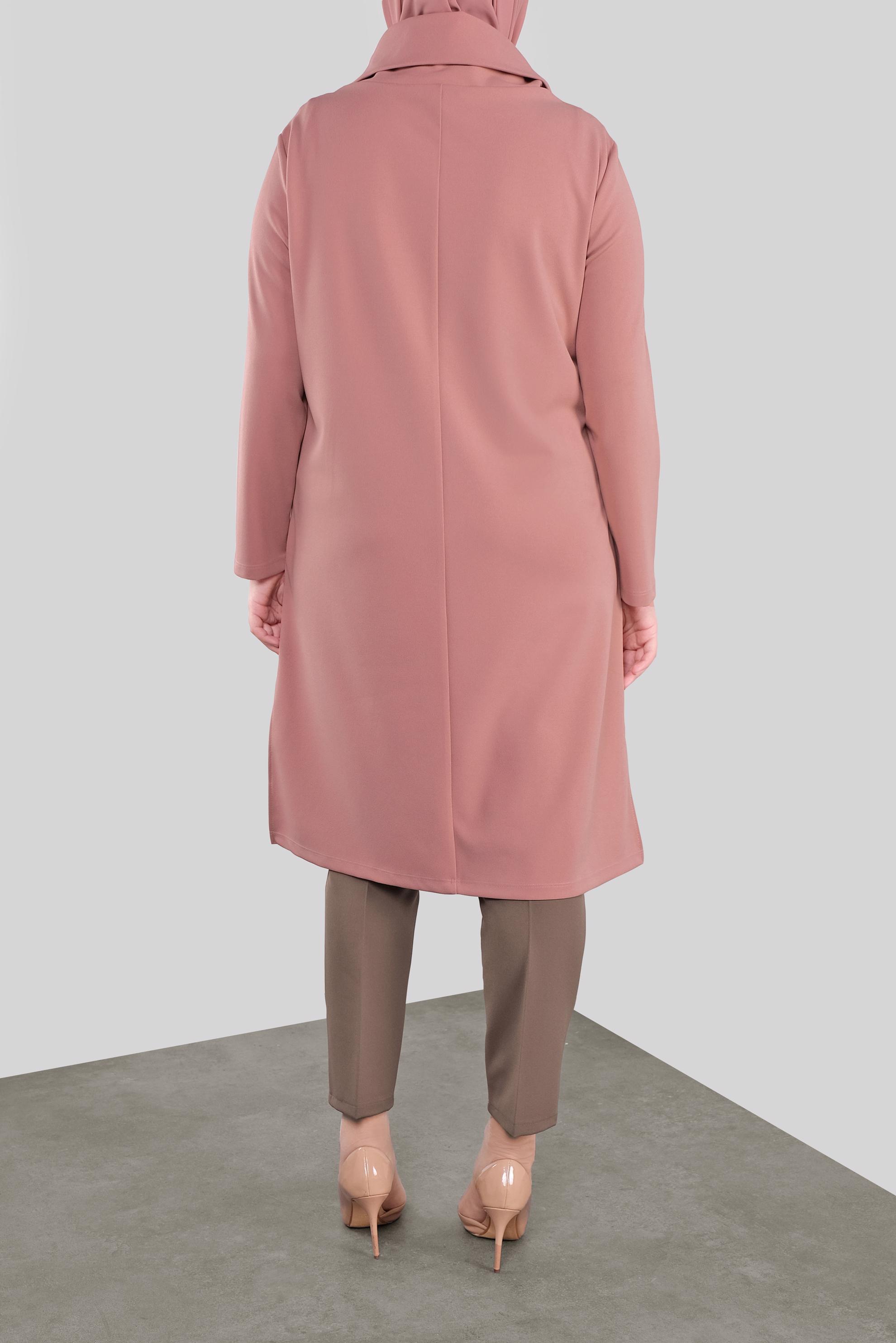 Tesettür giyim PUDRA TAŞ BASKILI ŞİFON DETAYLI TUNİK 20118 