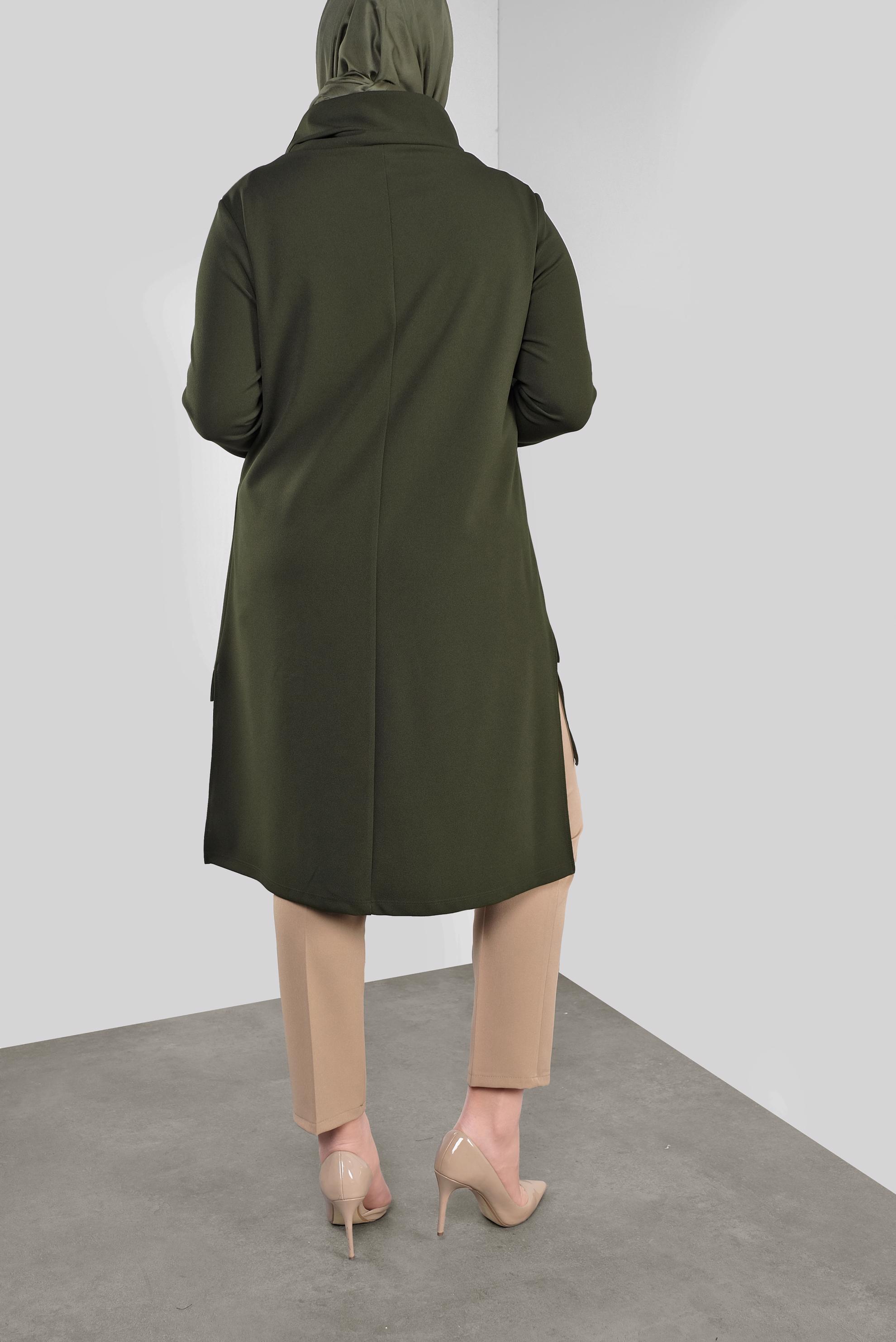 Hijab clothing KHAKI STONE PRINTED CHIFFON DETAIL TUNIC 20118 