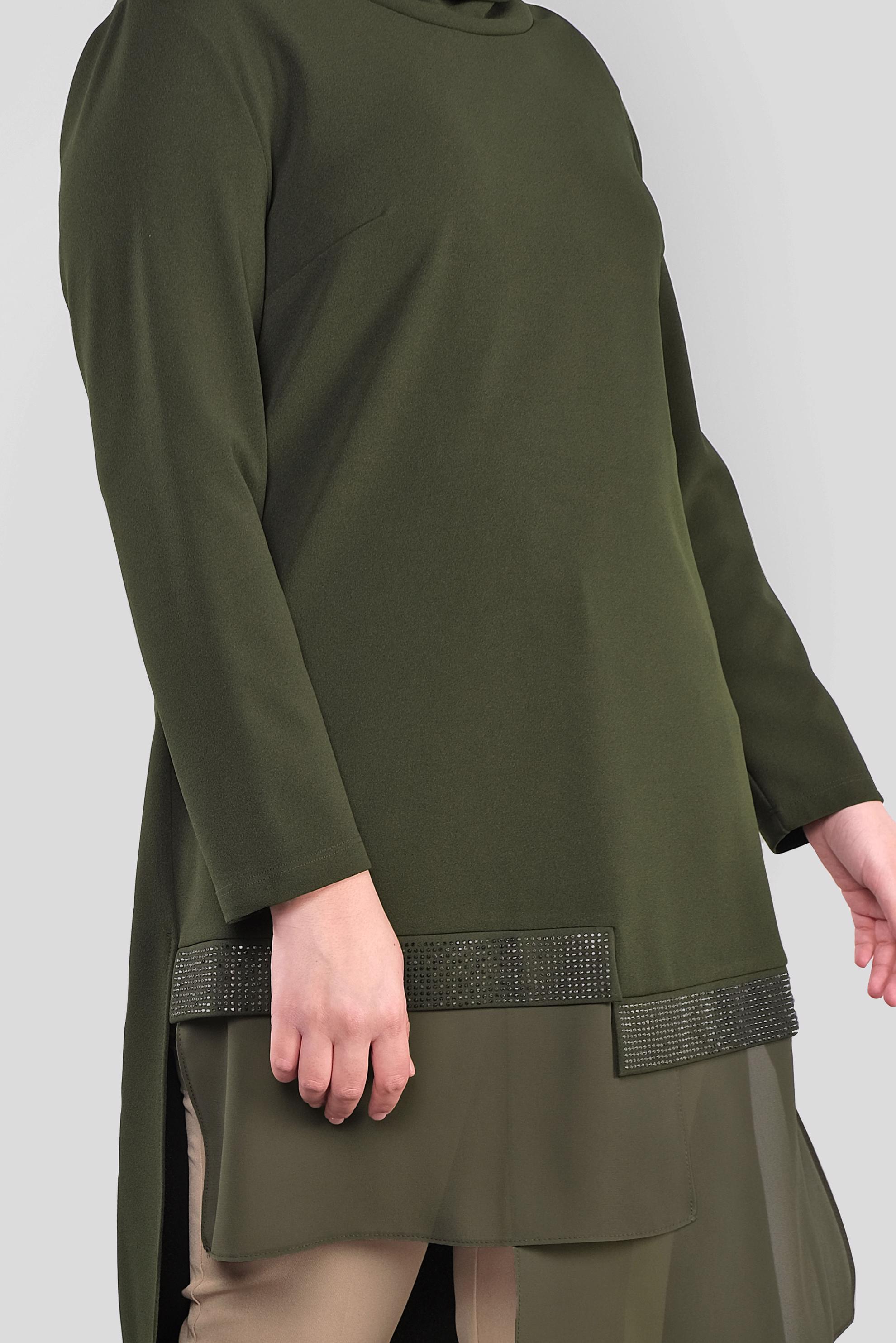 Hijab clothing KHAKI STONE PRINTED CHIFFON DETAIL TUNIC 20118 