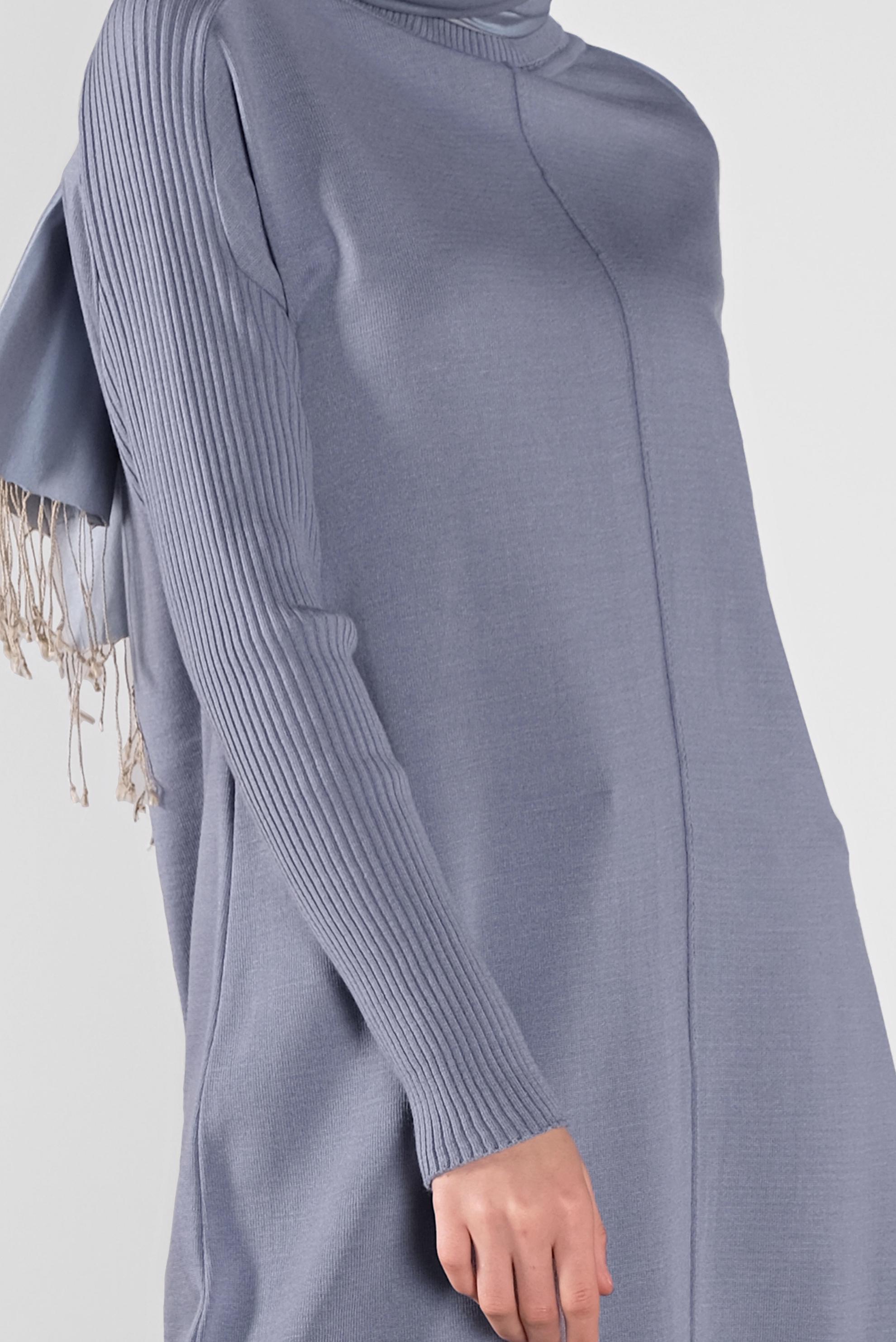 Tesettür giyim MAVİ BALIKÇI YAKA SALAŞ TRİKO TUNİK 40001