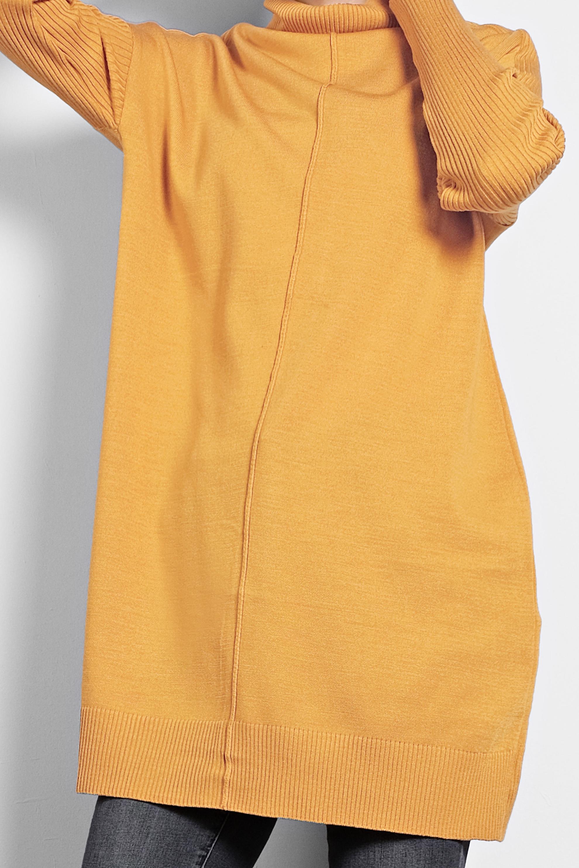 Tesettür giyim SARI BALIKÇI YAKA SALAŞ TRİKO TUNİK 40001