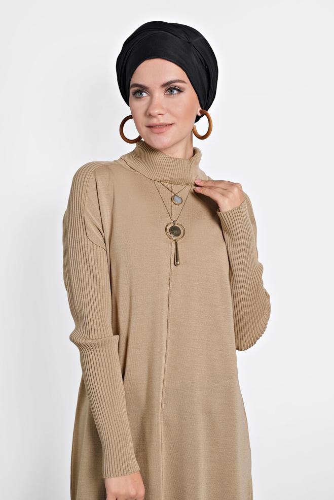Hijab clothing  MOCK-NECK FLOWING TUNIC 40001 - ALVİNA