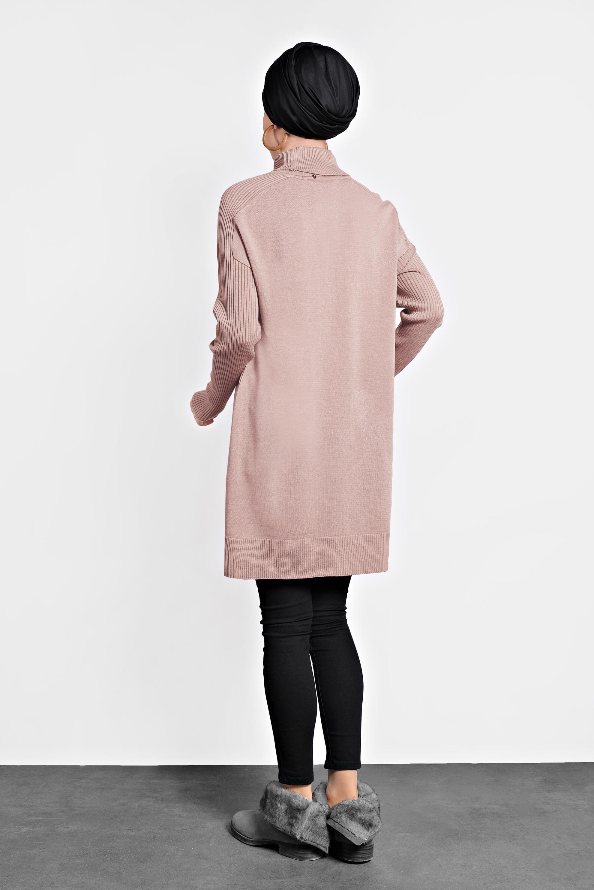 Hijab clothing BROWN MOCK-NECK FLOWING TUNIC 40001