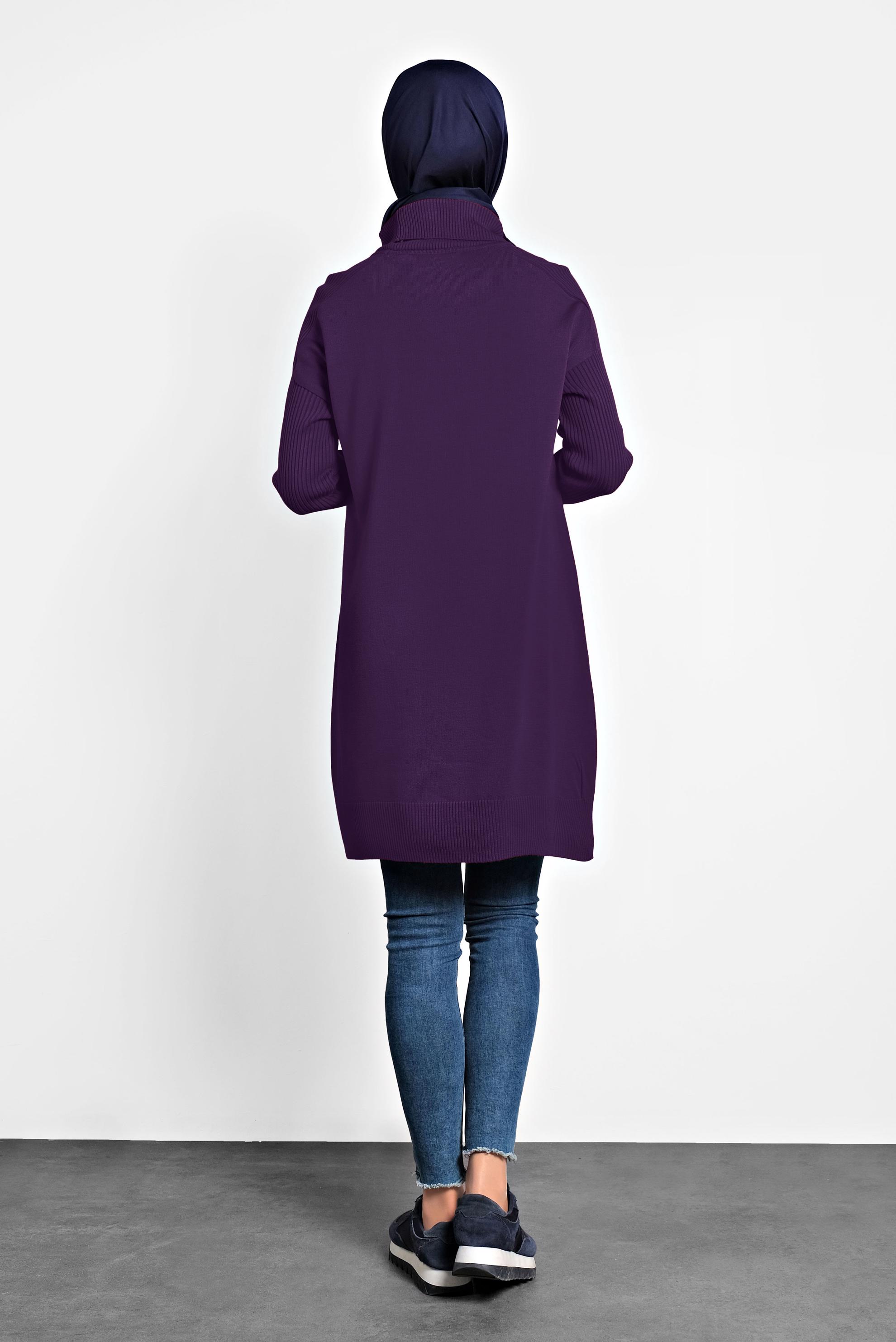 Tesettür giyim MÜRDÜM BALIKÇI YAKA SALAŞ TRİKO TUNİK 40001