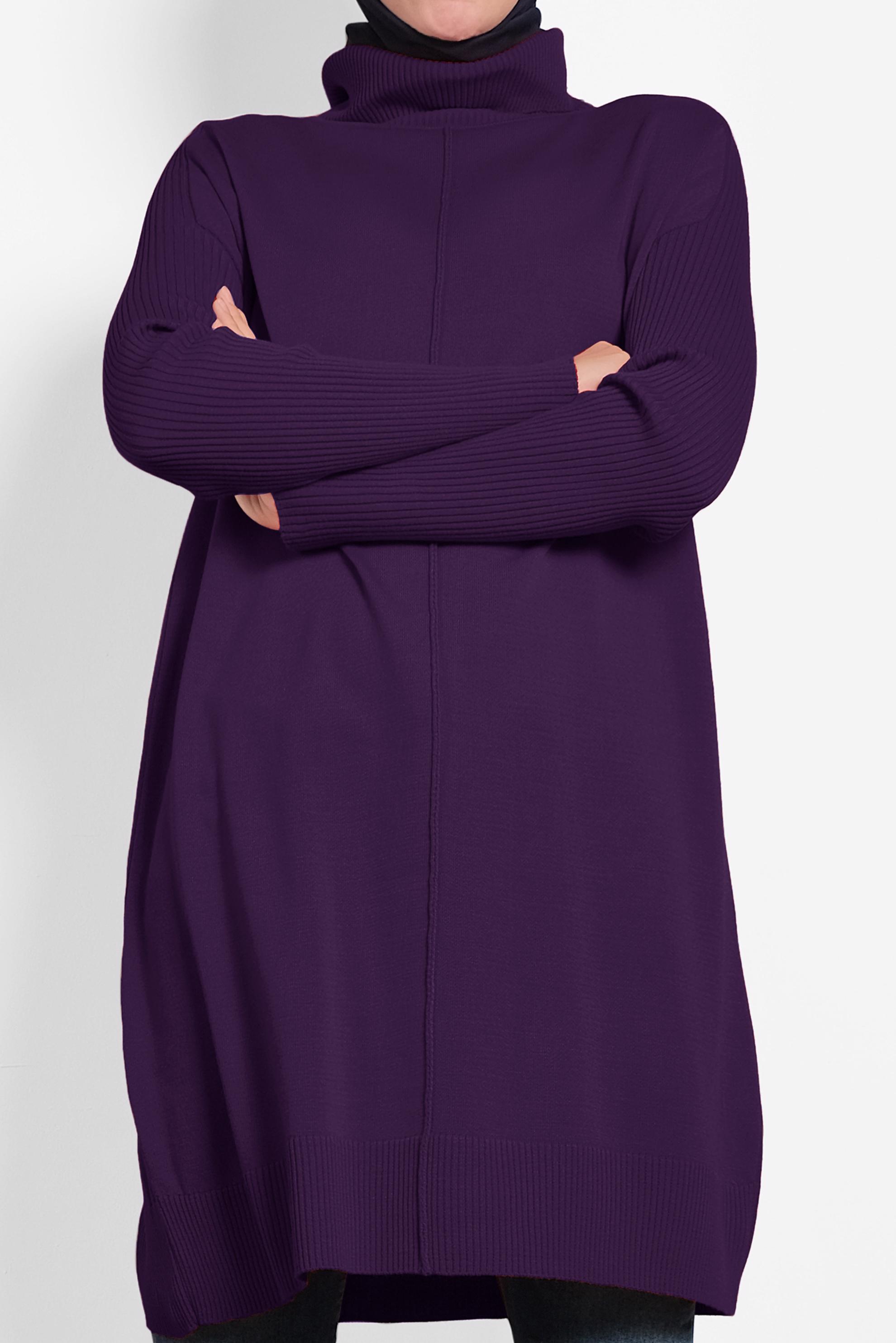 Tesettür giyim MÜRDÜM BALIKÇI YAKA SALAŞ TRİKO TUNİK 40001