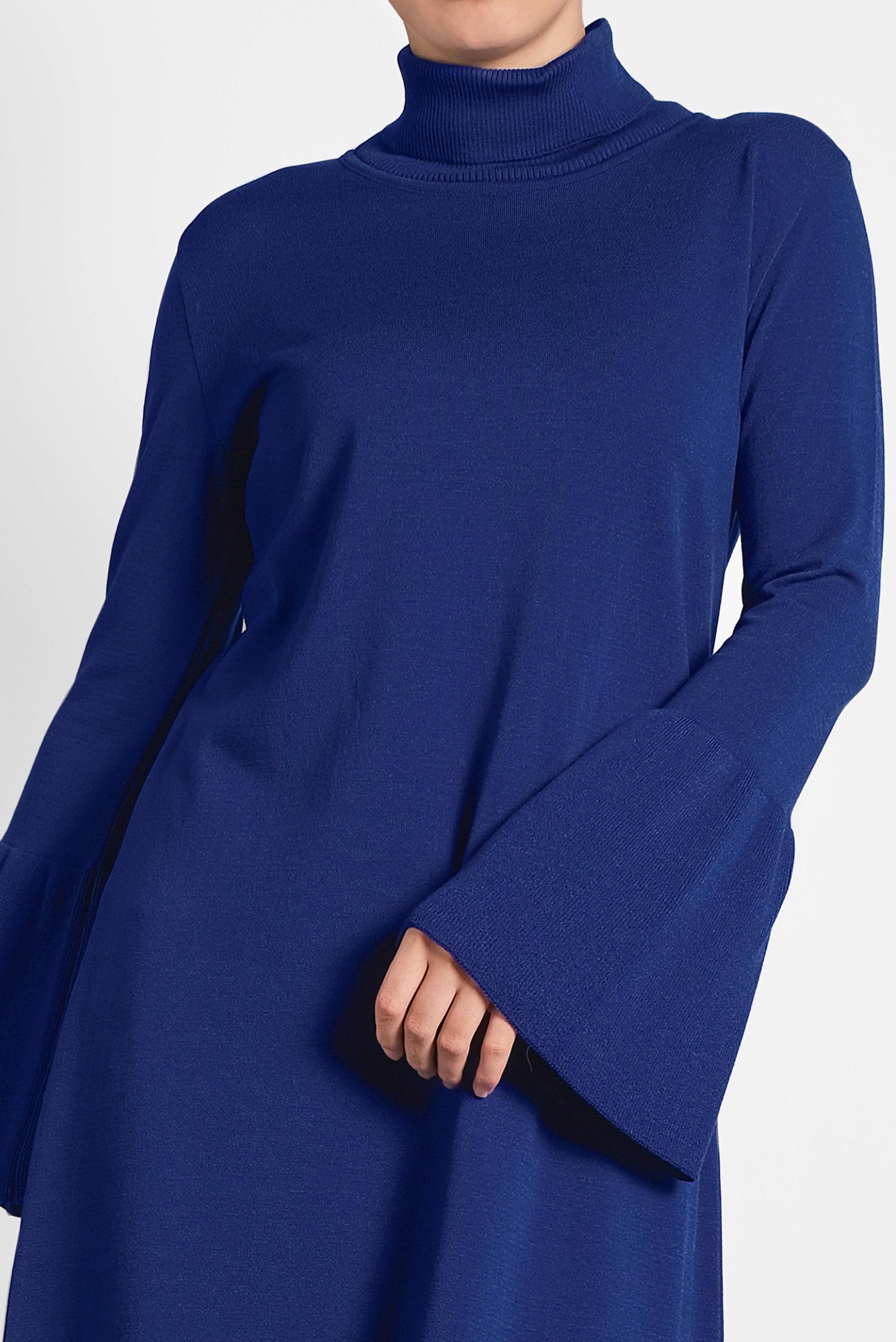 Tesettür giyim LACİVERT GENİŞ KOL BALIKÇI YAKA TRİKO TUNİK 40002