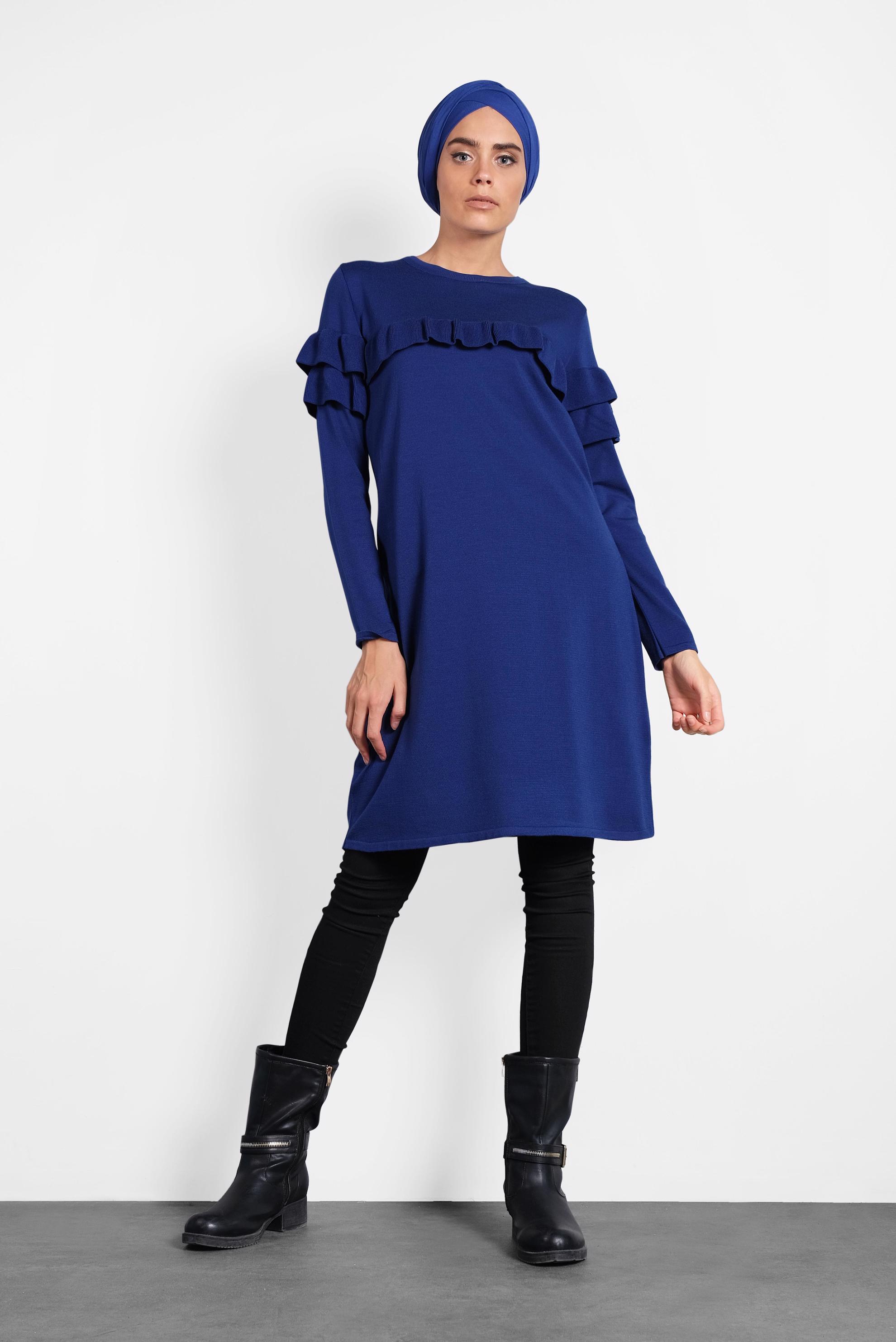 Tesettür giyim LACİVERT FIRFIRLI TRİKO TUNİK  40003 